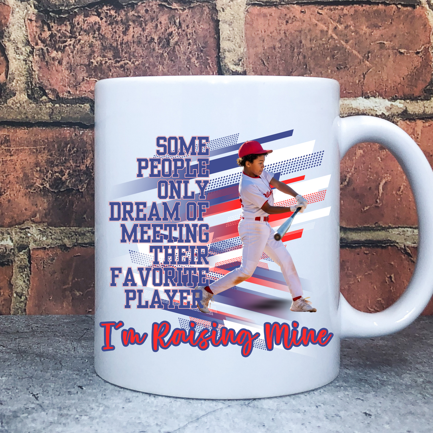 Personalized Baseball Mom Mug with Custom Child Photo and Name – I’m Raising Mine Design