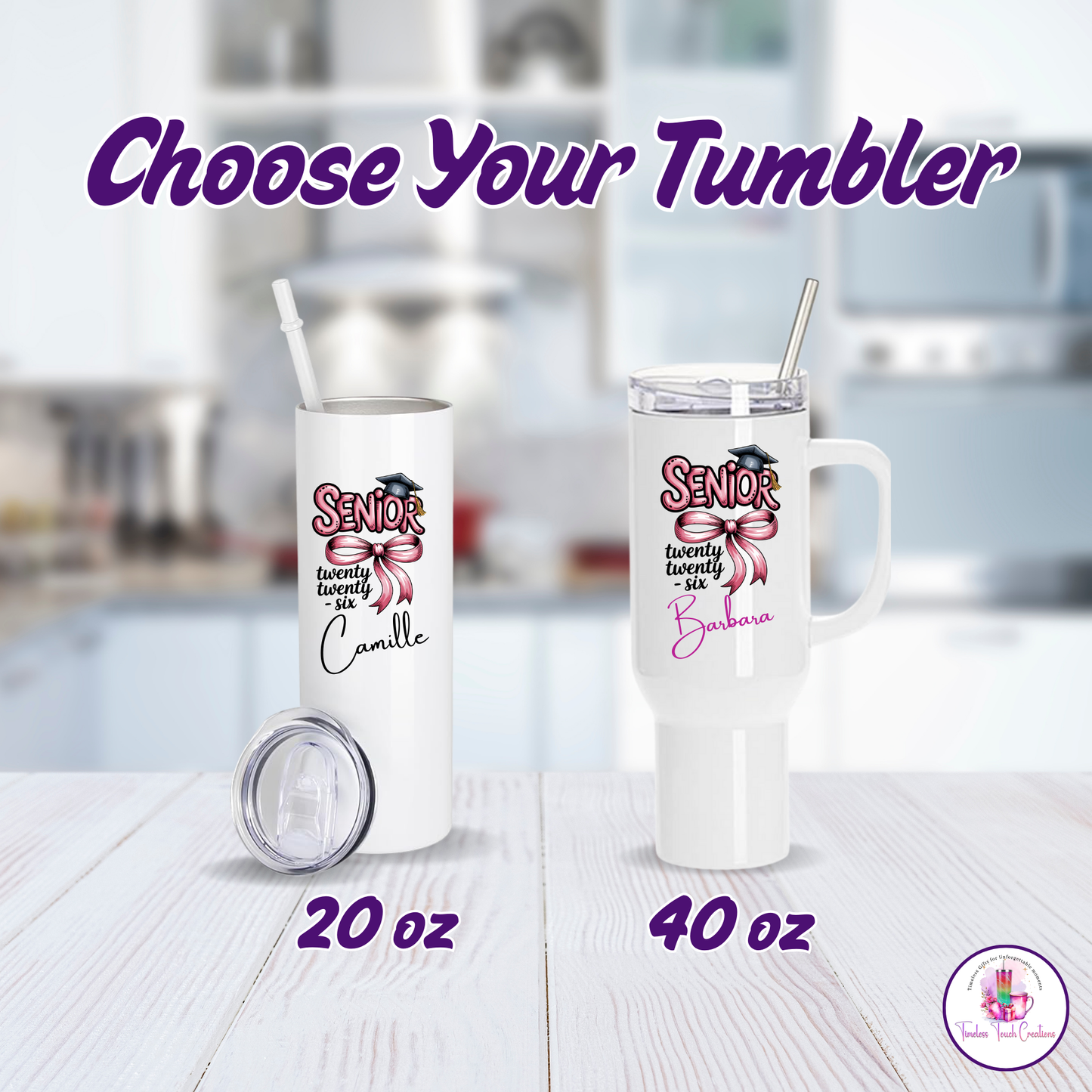 Senior 2026 Tumbler with Handle, Class of 2026 Graduation Gift, Personalized Senior Water Bottle, 40 oz and 20 oz Senior Night and Back to School Gift