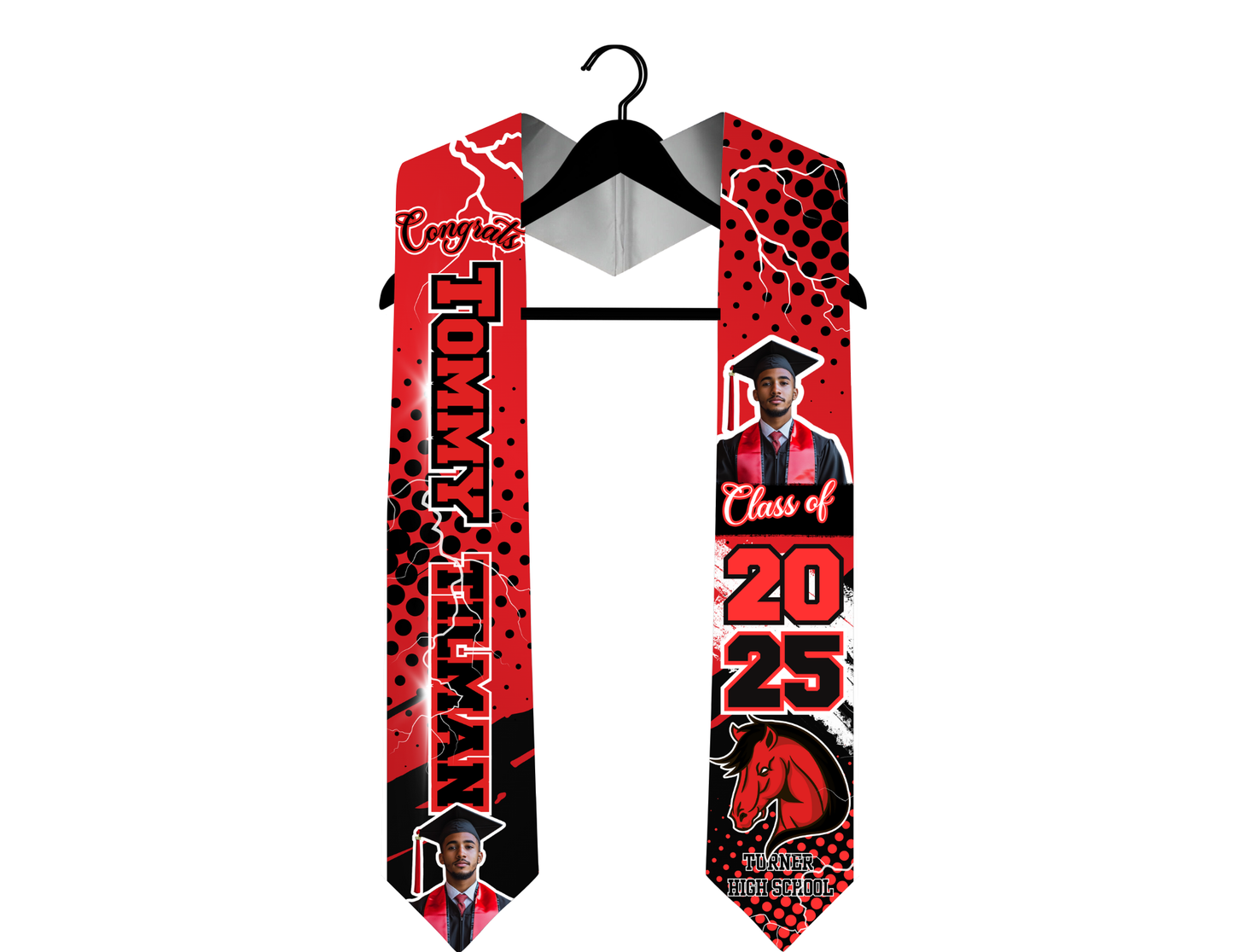 Custom Graduation Stole with Photos and School Mascot – Personalized Class of 2025/2026 Keepsake