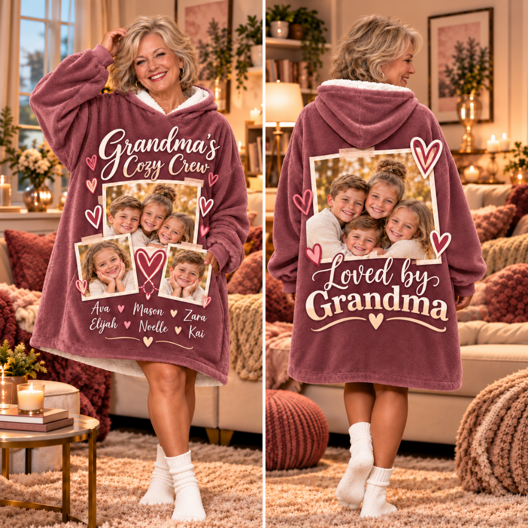 Personalized Grandma Photo Hoodie Blanket
