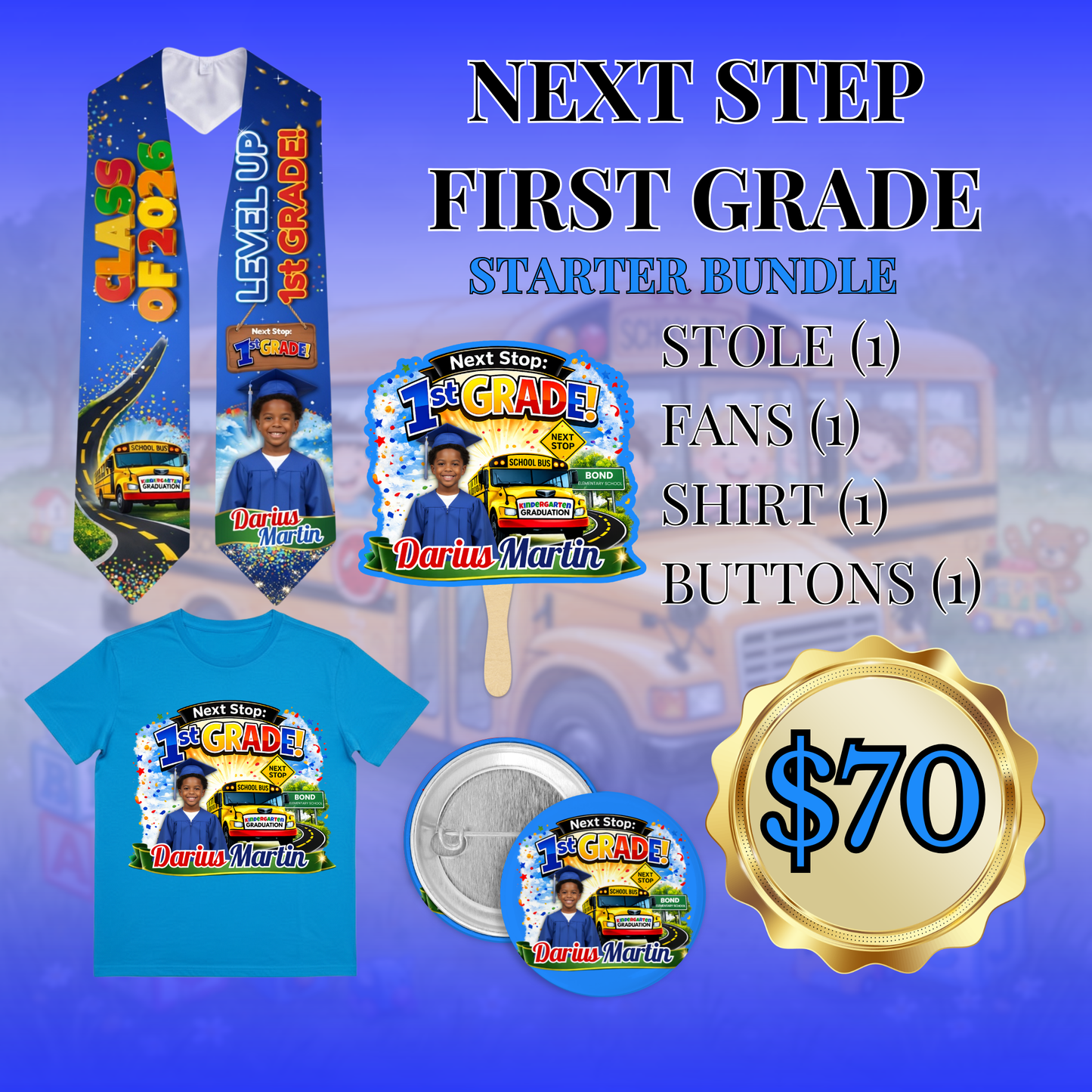 First Grade Graduation Bundle – Personalized Starter Set