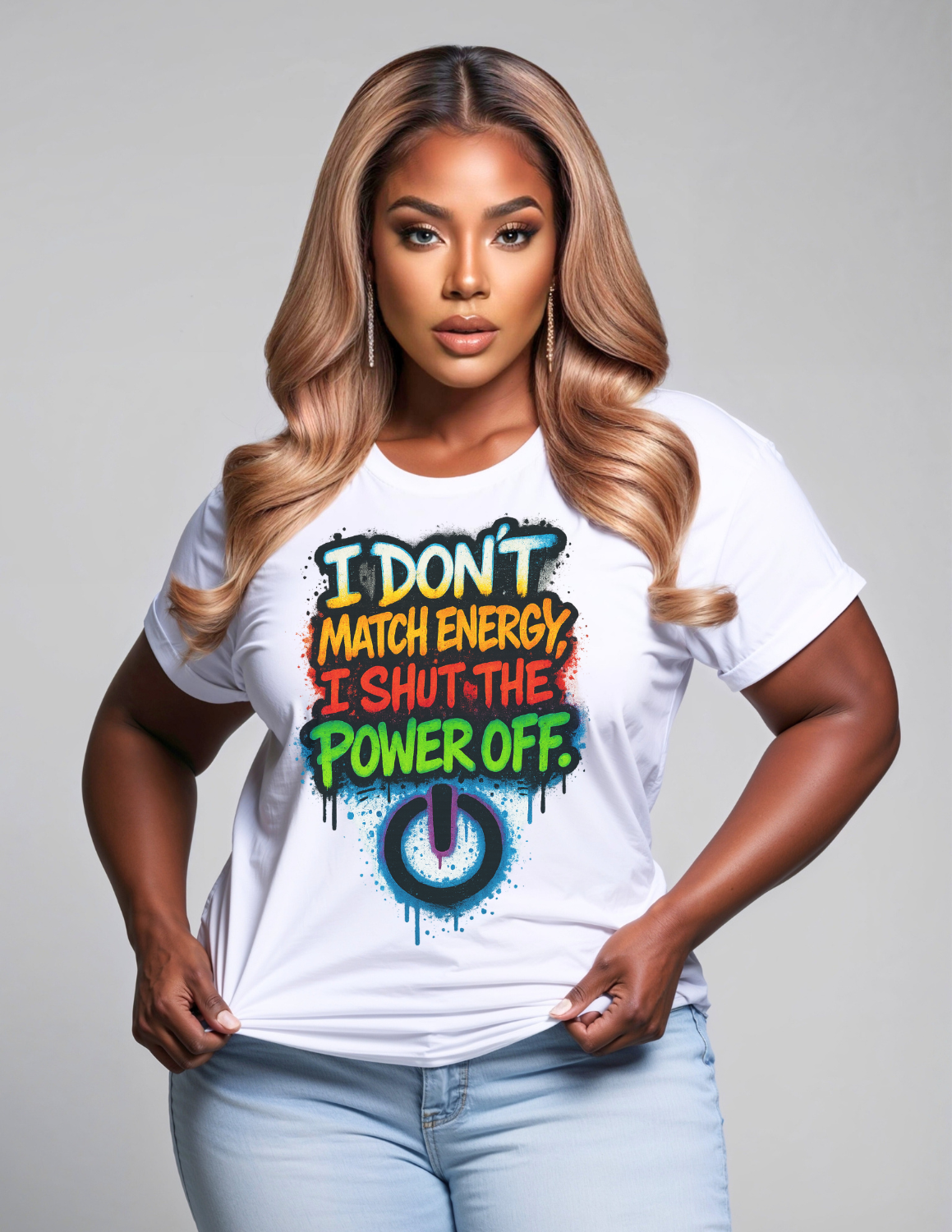 "I Don’t Match Energy, I Shut the Power Off" Graphic Tee – Bold Statement Shirt for Confident Women