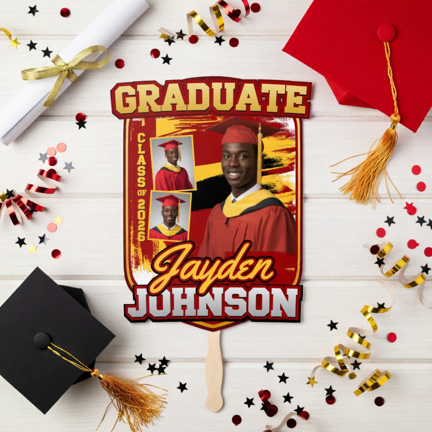 Personalized Photo Graduation Fan | Senior Gift Set of 6
