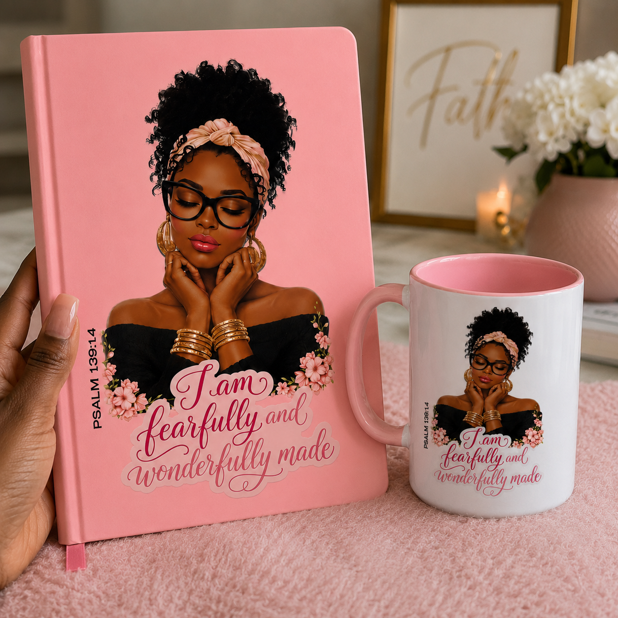 I Am Fearfully and Wonderfully Made Journal and Mug Gift Set | Gift for Women