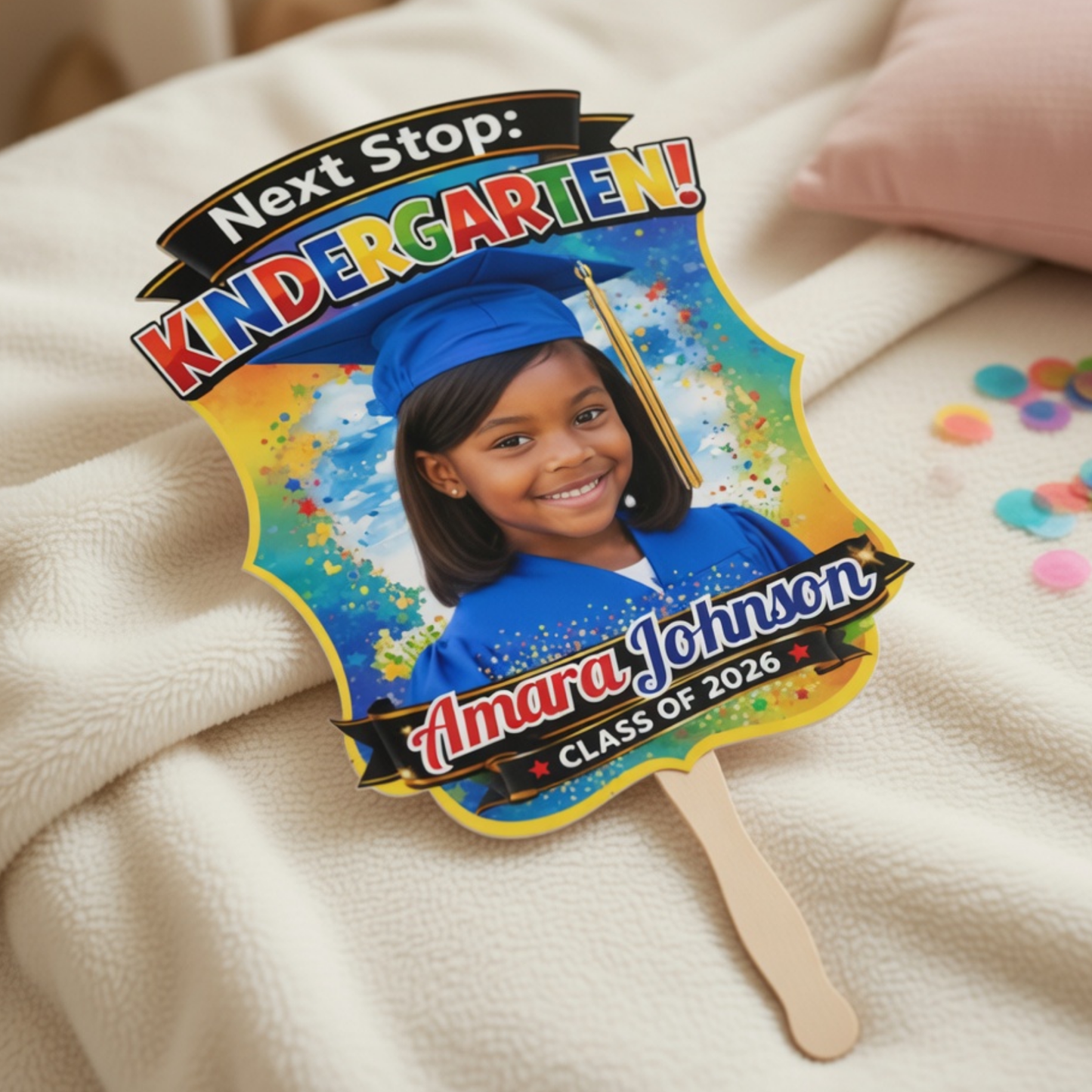 Personalized Fan Set of 6 Pre-K Graduation Next Stop Kindergarten