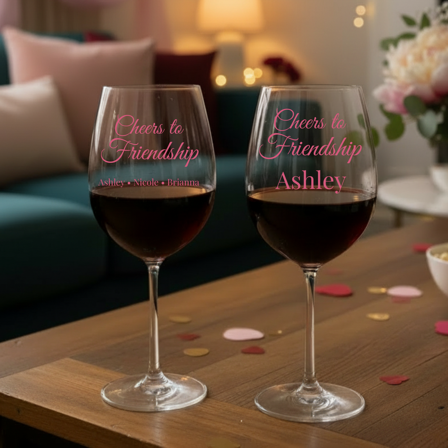 Personalized Galentines Wine Gift Set - Friends Bundle with Wine Box, Label & Glasses