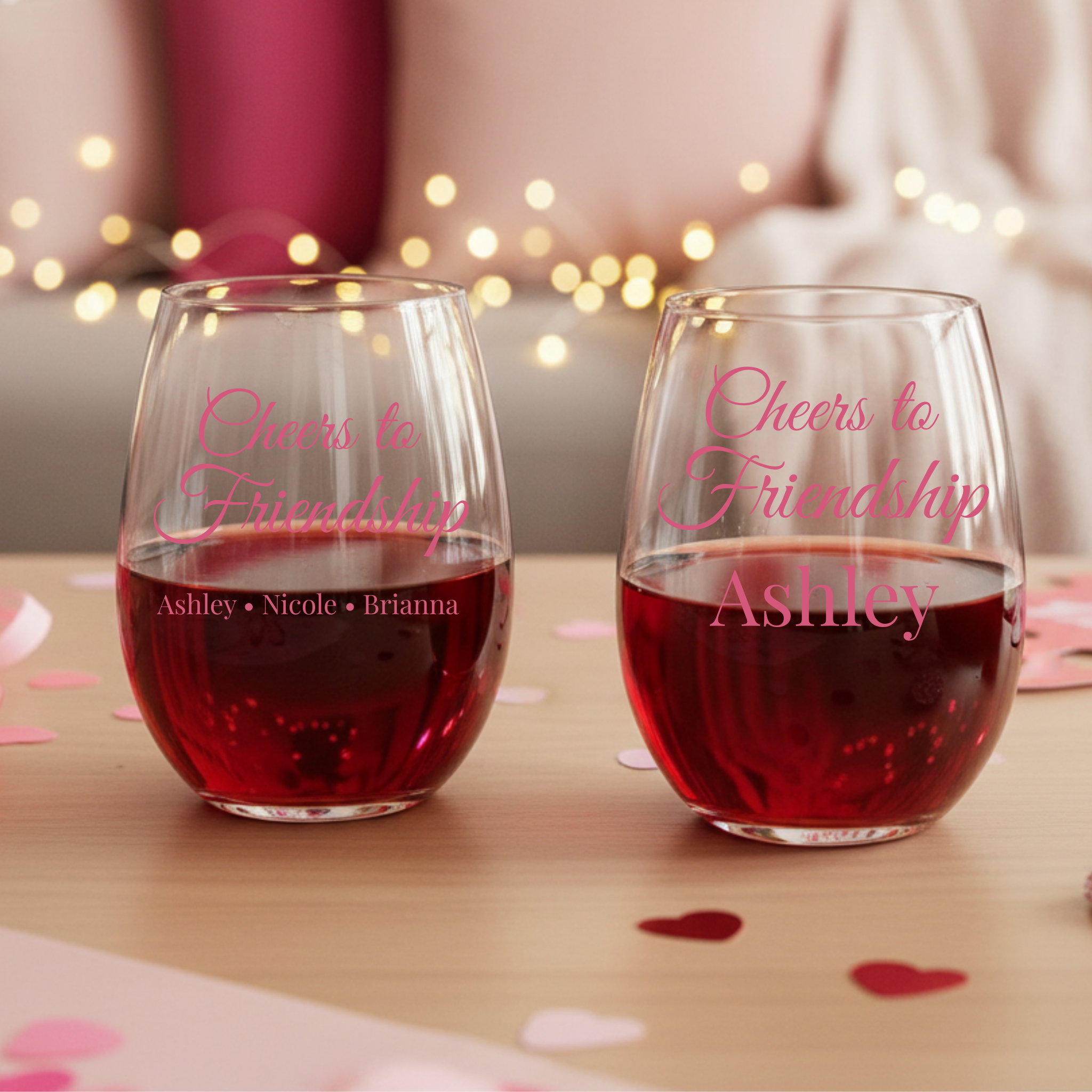Personalized Galentines Wine Glass and Tumbler Set Friends Gift