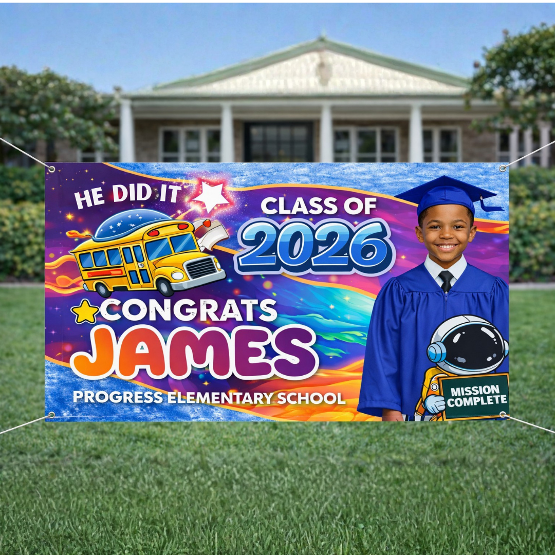 Pre-K Graduation Banner - Mission Accomplished Custom