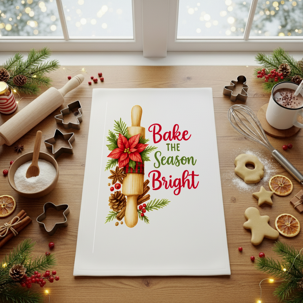 Christmas Kitchen Towel | Holiday Baking Inspired Design