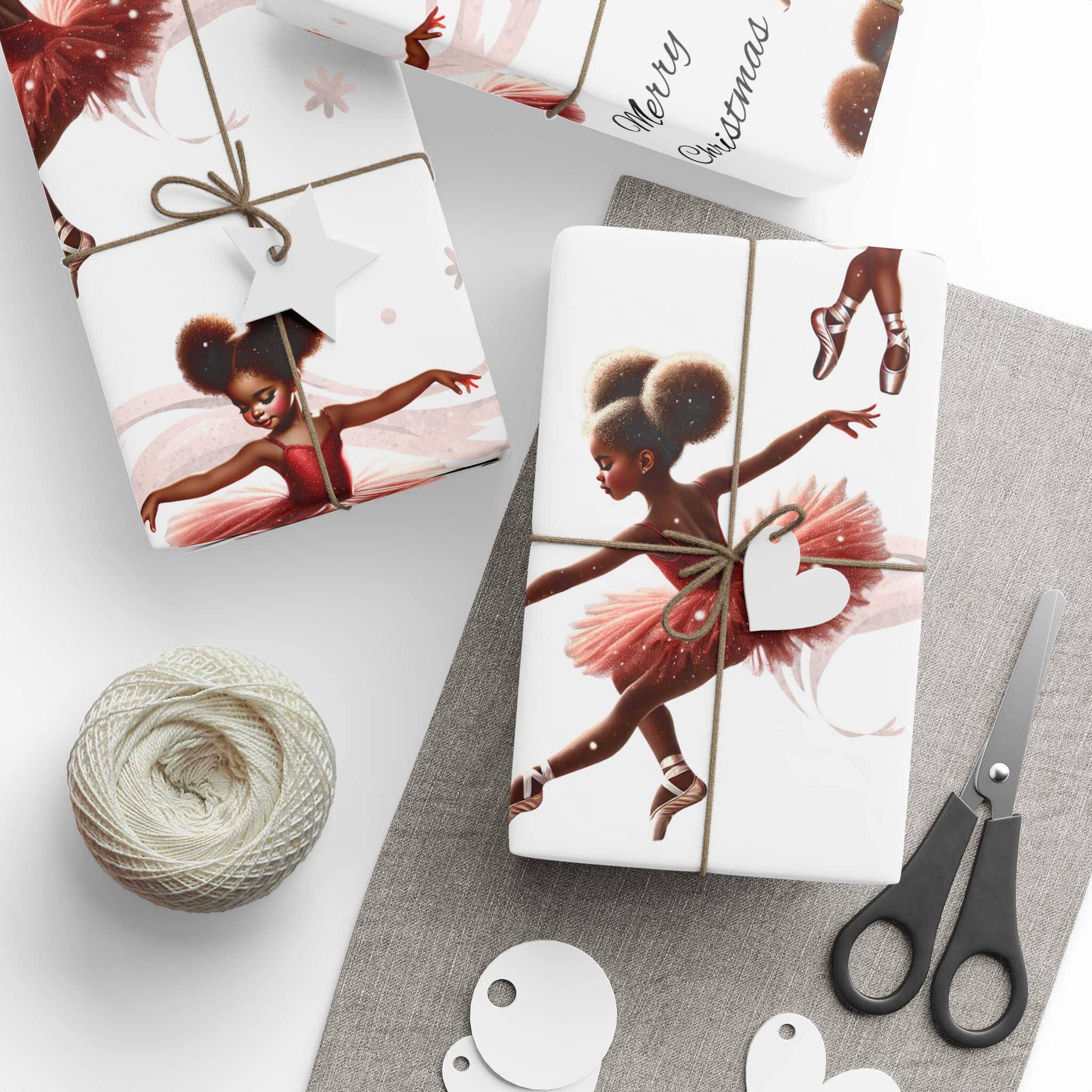 Merry Christmas Dancer Gift Wrap, Elegant Holiday Wrapping Paper for Christmas Presents, Festive Dance Design