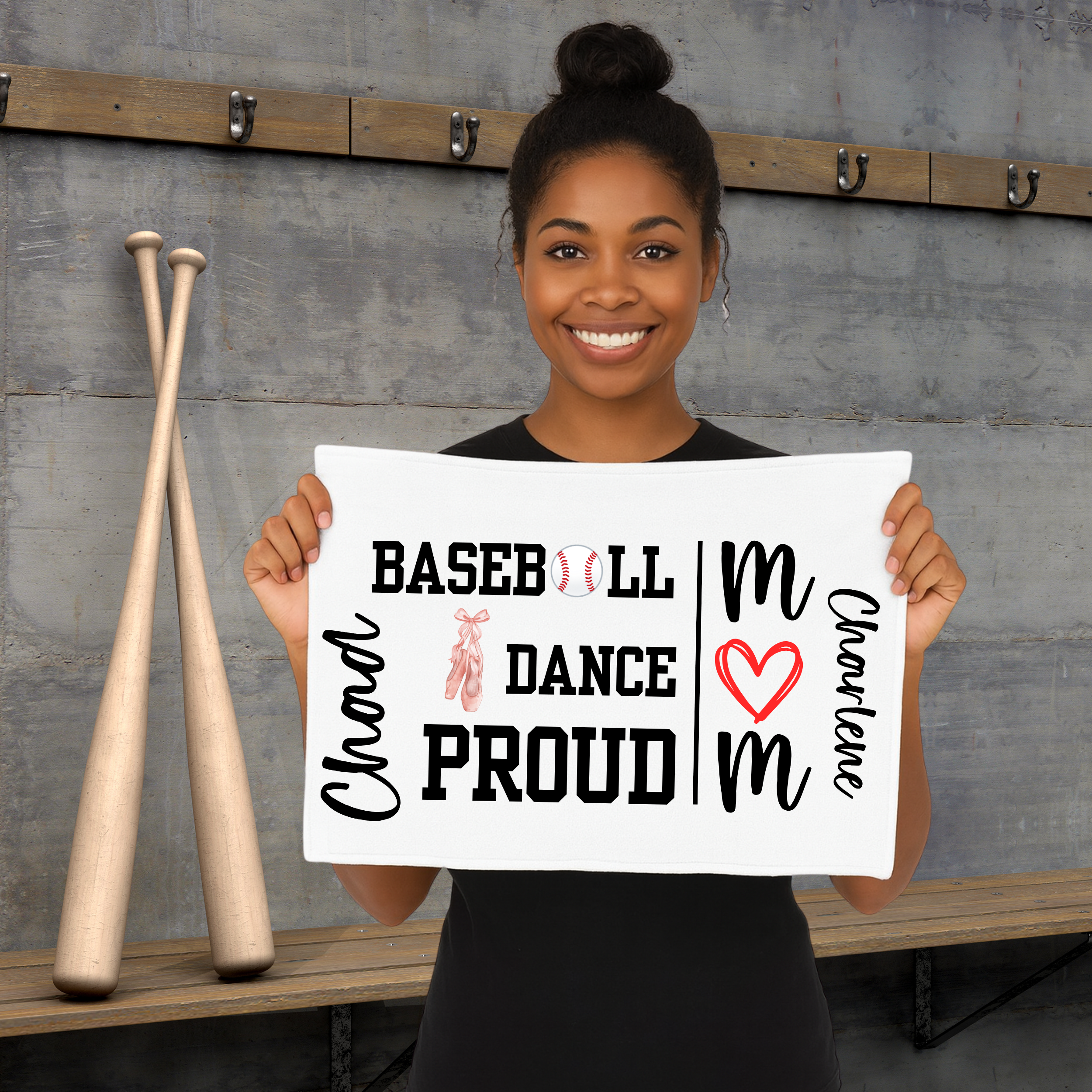 Personalized Baseball Dance Proud Rally Towel with Custom Child Name or Photo – Gift for Moms or Dads