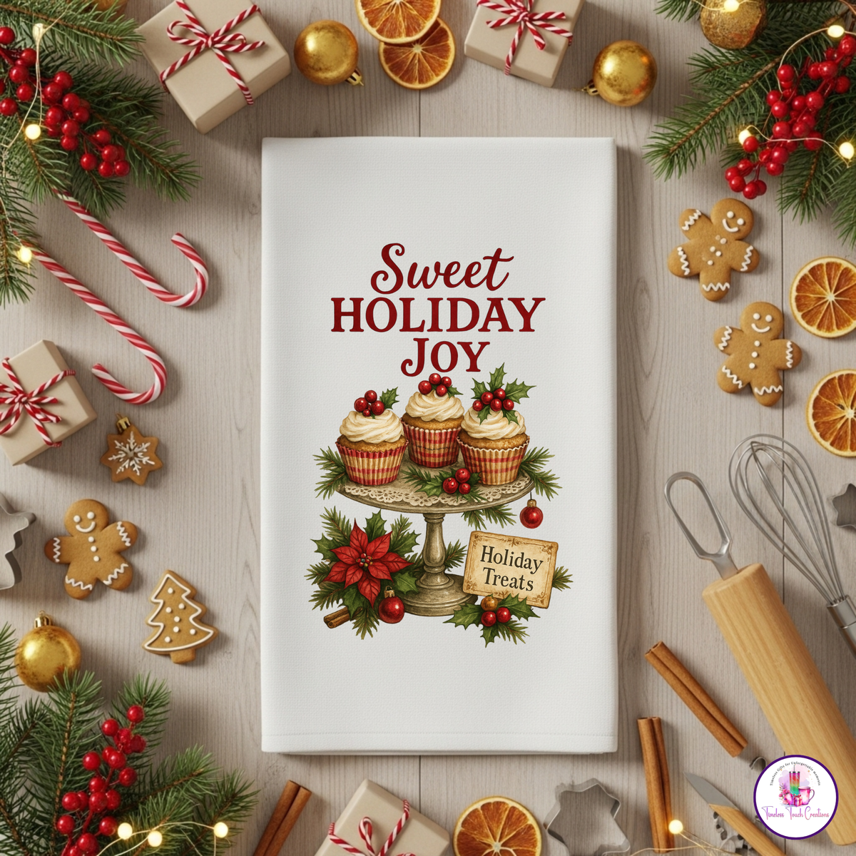 Christmas Kitchen Towel | Holiday Baking Inspired Design