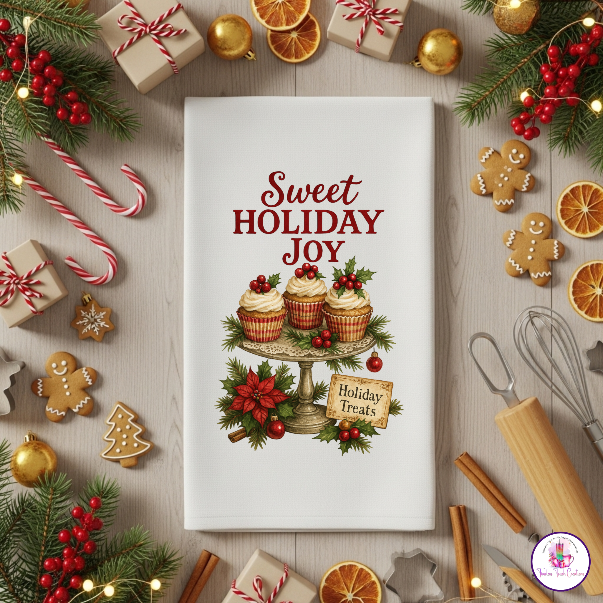 Christmas Kitchen Towel | Holiday Baking Inspired Design