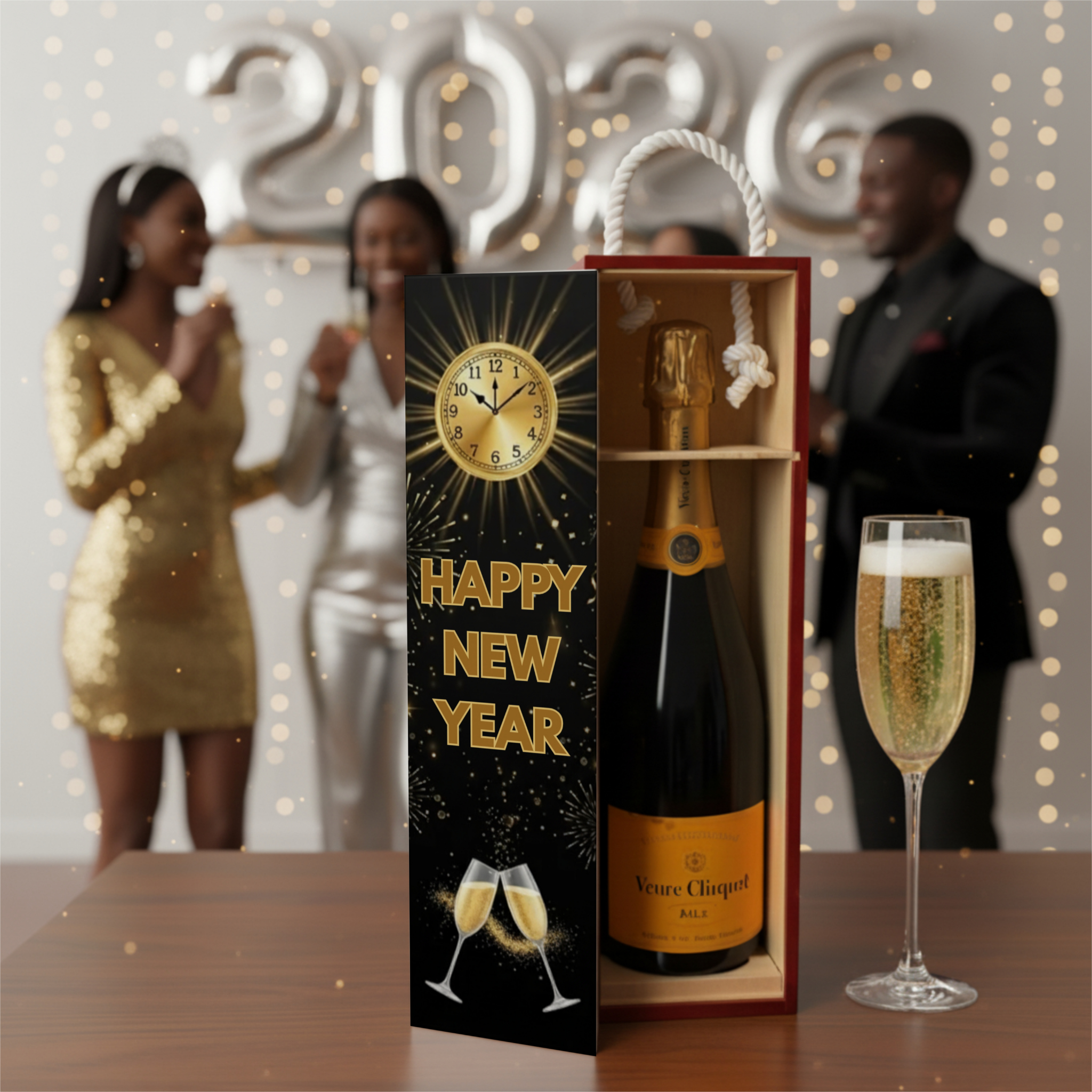 New Year Wine Box | Wooden Wine Gift Box for New Year Celebrations