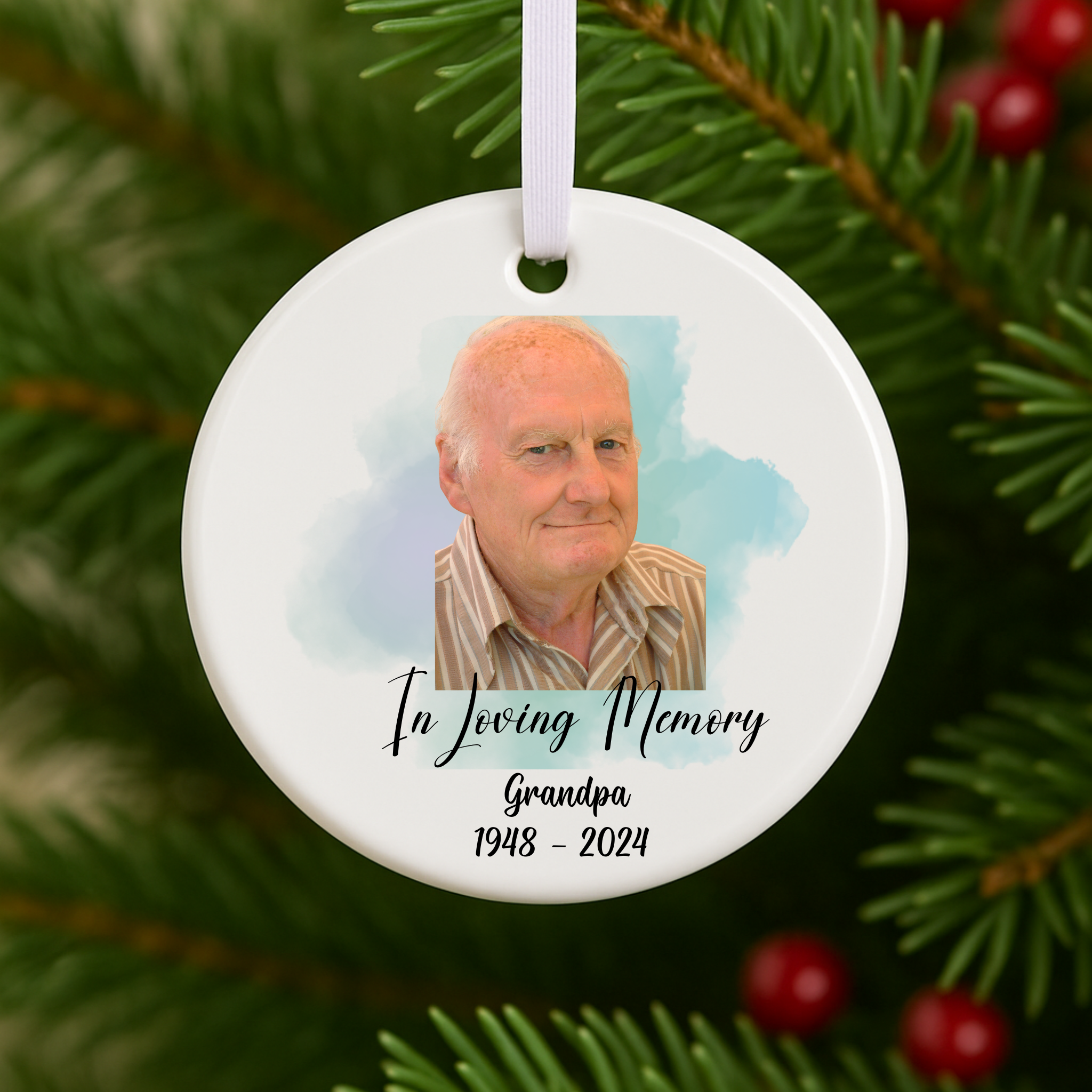 Personalized Photo Memorial Ornament Custom Picture Christmas Keepsake for Loved Ones Remembrance Gift