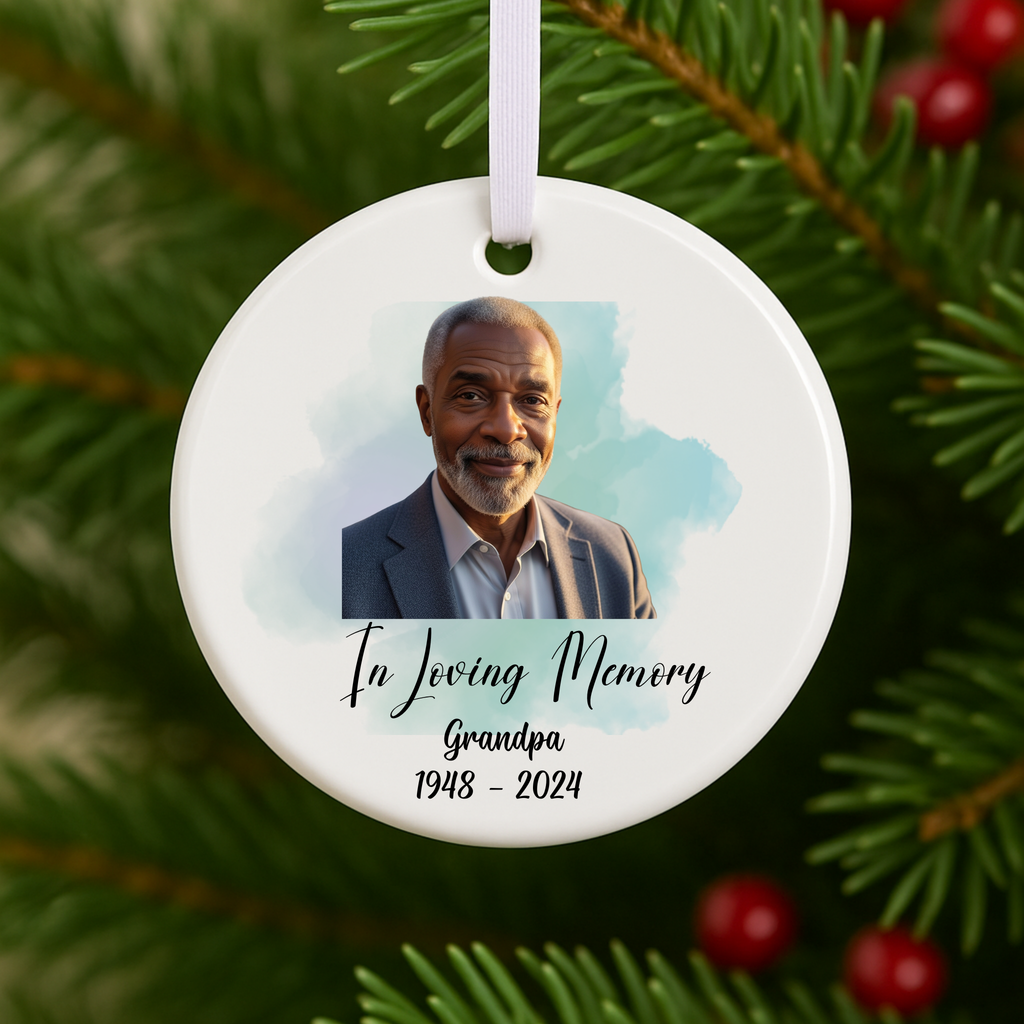 Personalized Photo Memorial Ornament Custom Picture Christmas Keepsake for Loved Ones Remembrance Gift