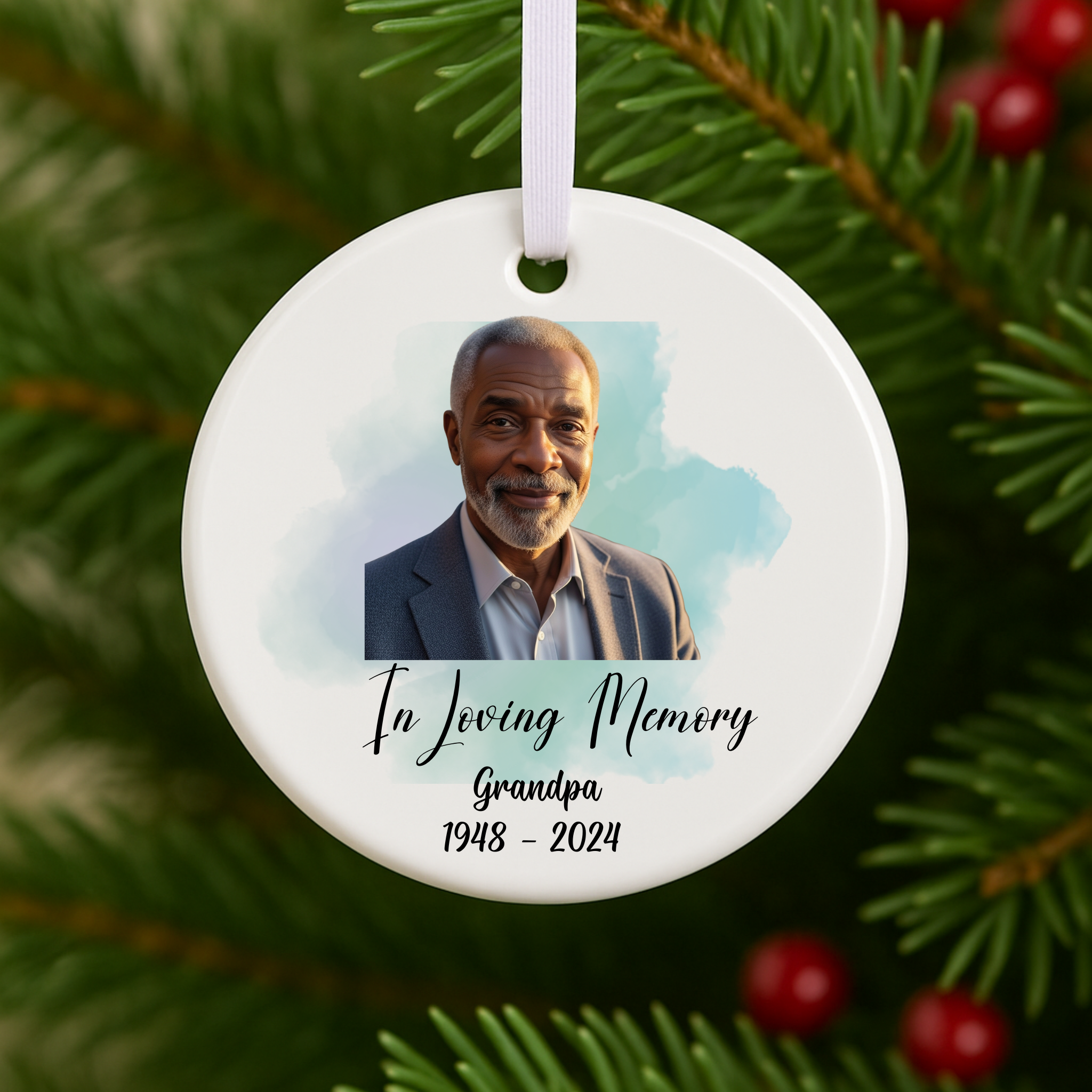 Personalized Photo Memorial Ornament Custom Picture Christmas Keepsake for Loved Ones Remembrance Gift