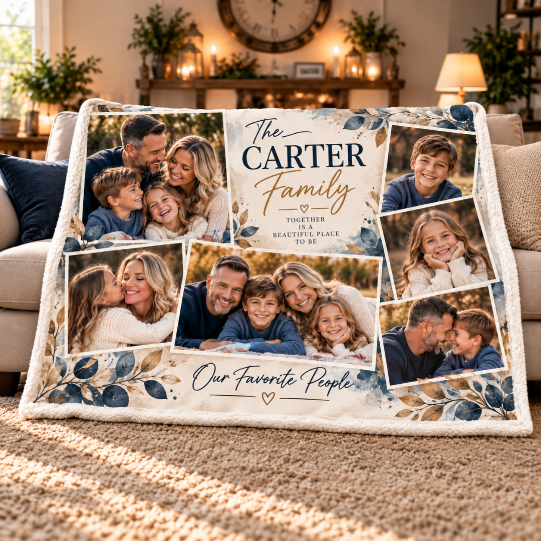 Personalized Family Photo Blanket | Custom Photo Collage Throw