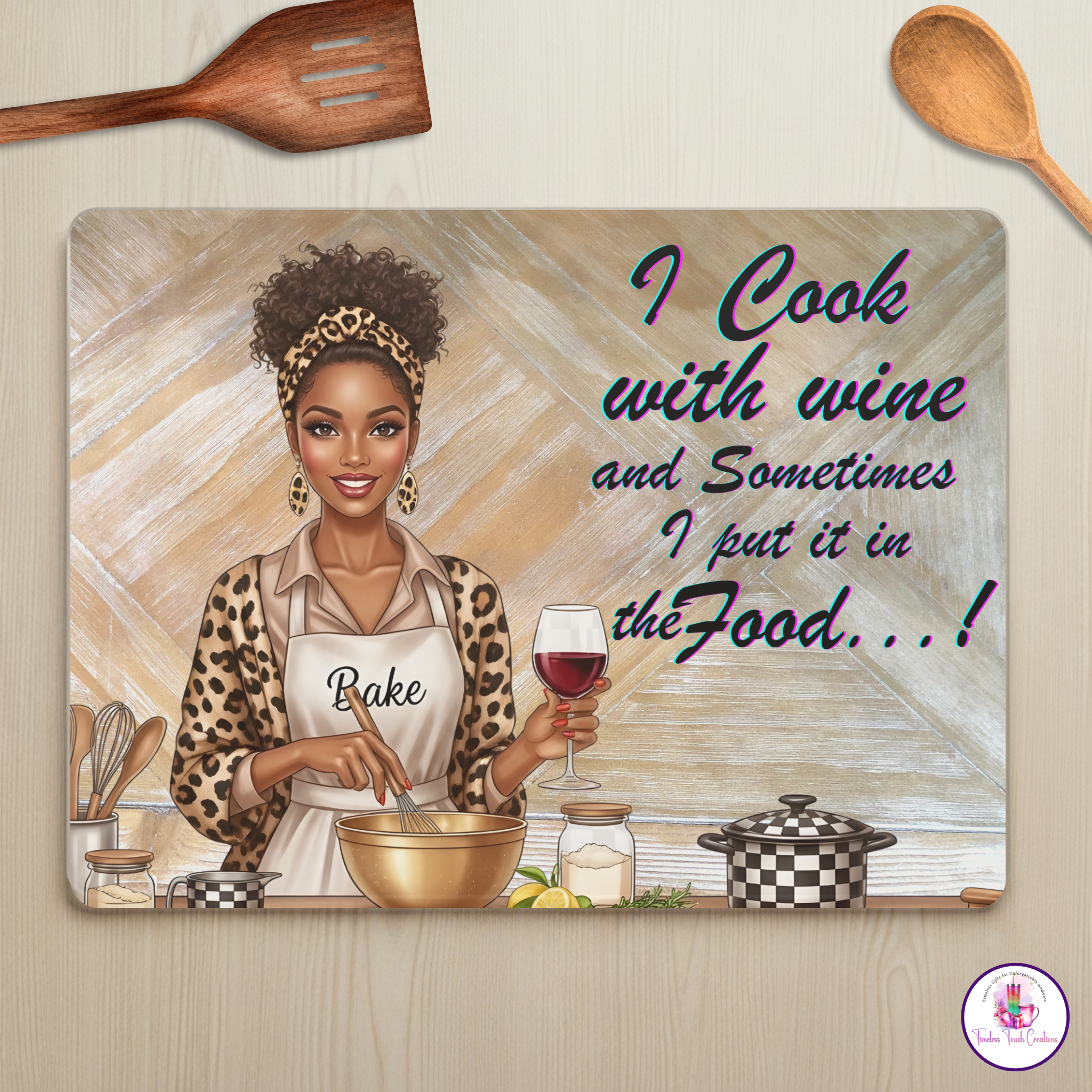 I Cook With Wine Decorative Cutting Board – Funny Kitchen Décor Gift for Wine Lovers and Home Chefs