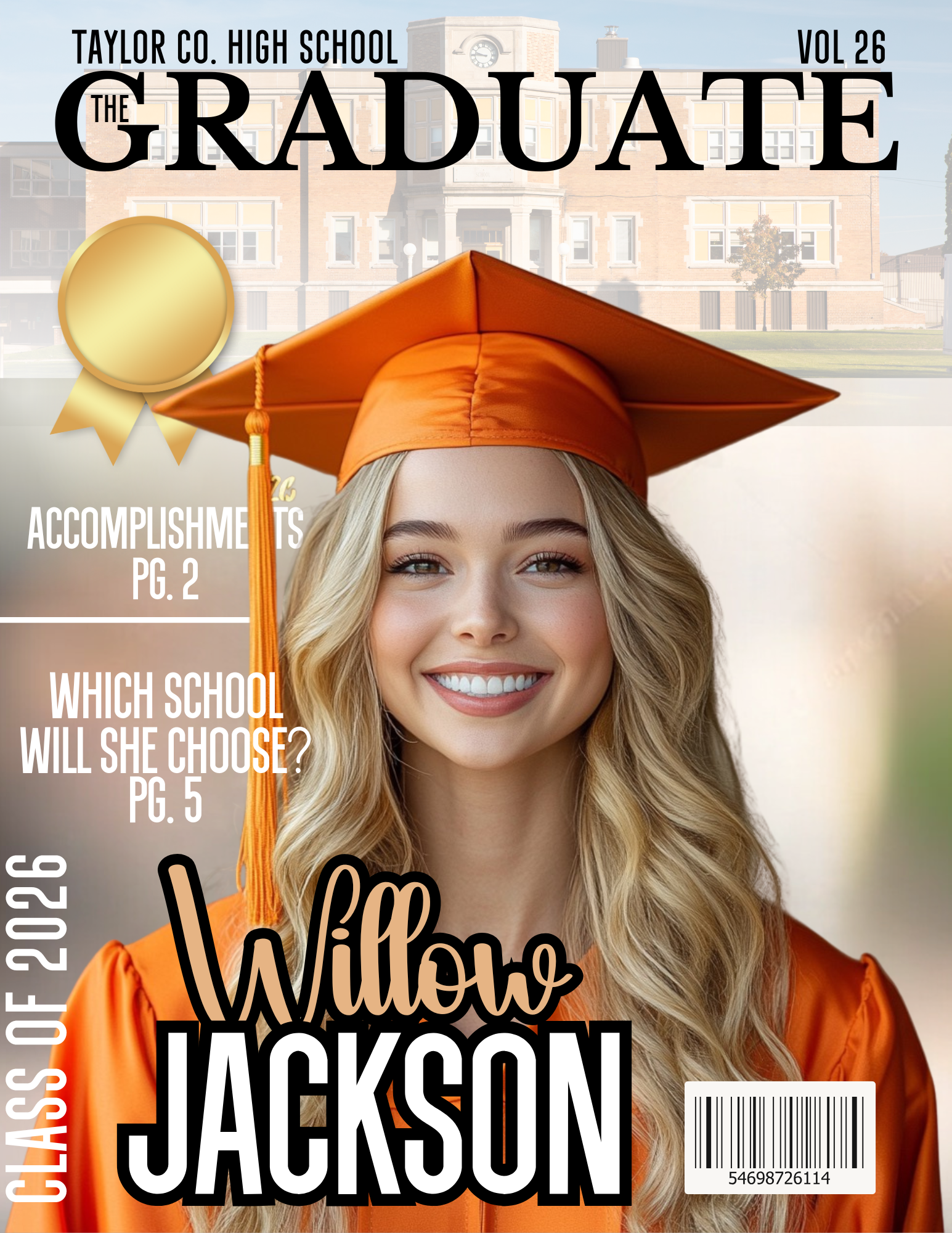 Custom Graduation Magazine Cover Keepsake – Personalized Grad Portrait Print