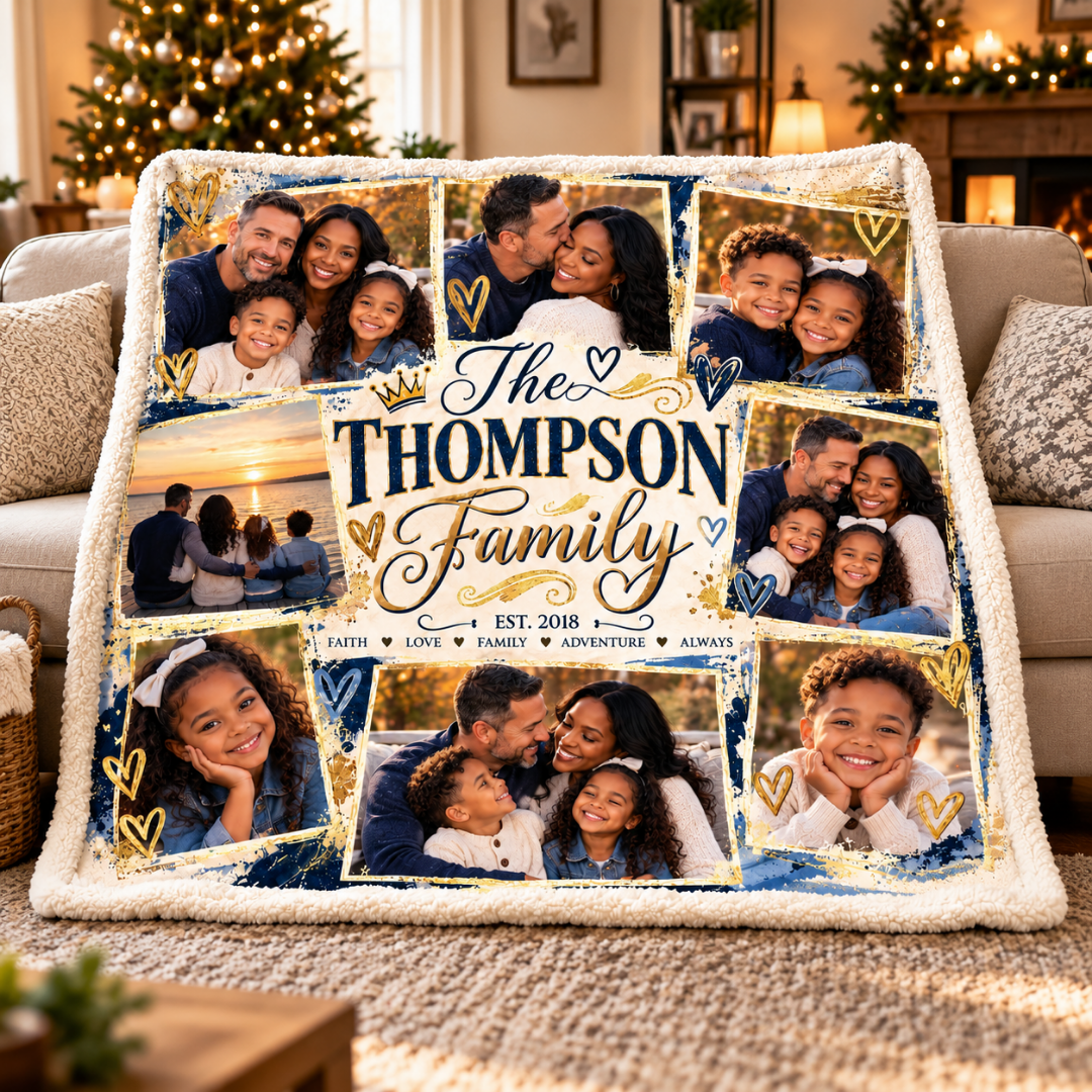 Personalized Family Photo Blanket | Custom Photo Collage Throw