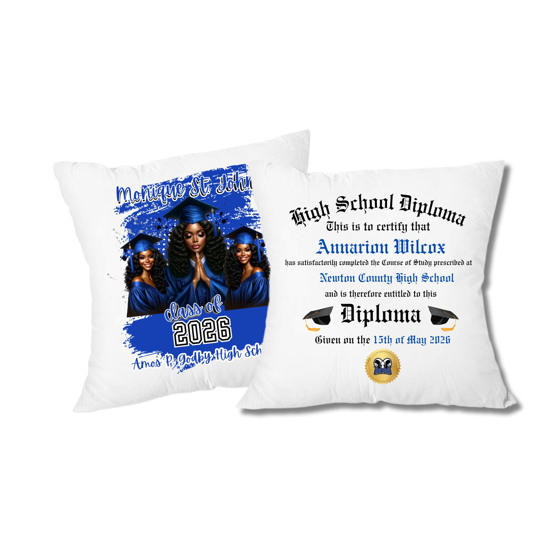 Graduation Pillow Case – Double-Sided Class of 2026 Photo & Diploma Keepsake