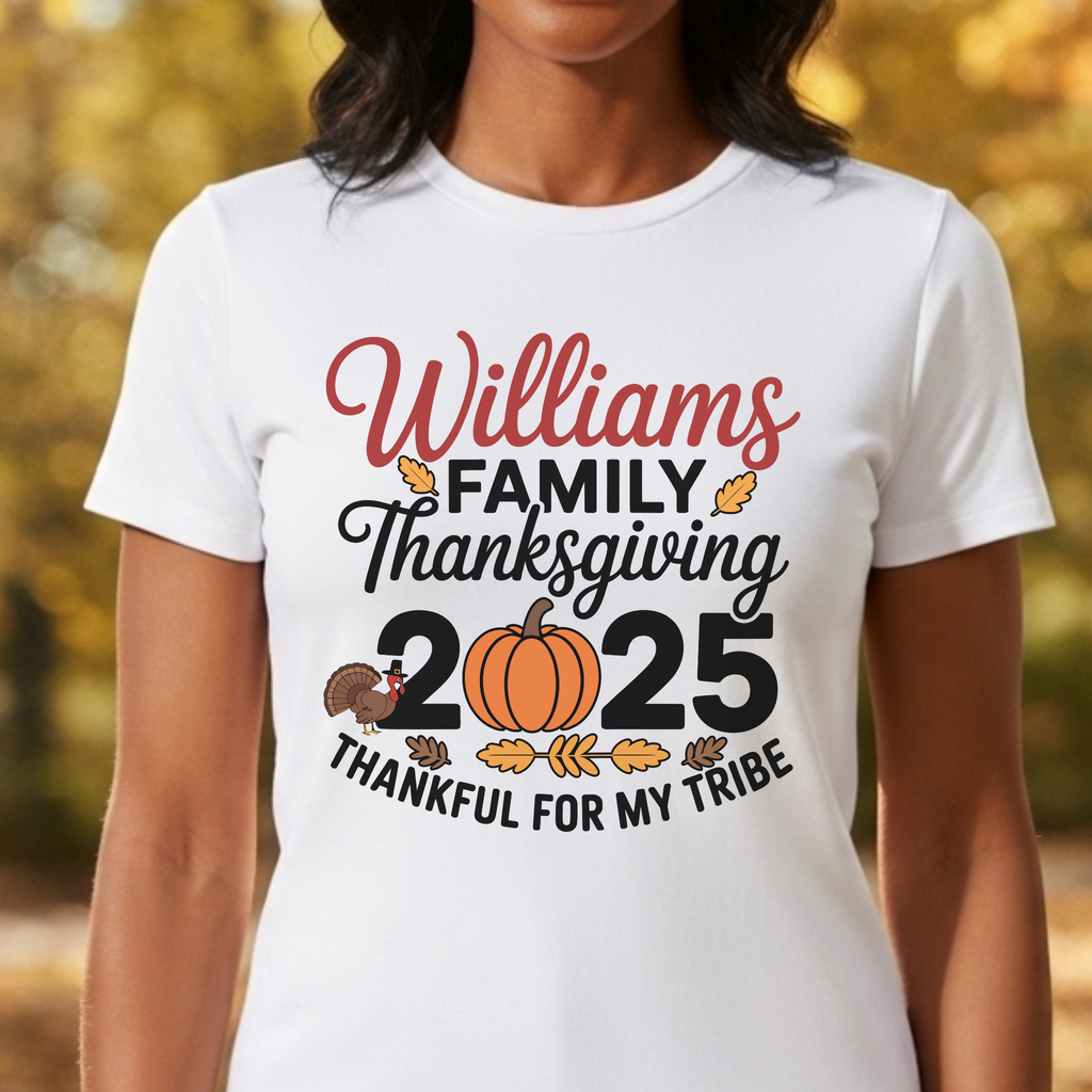 Personalized Family Thanksgiving 2025 Shirt Bundle | Custom Family Name Matching Thanksgiving Outfit | Thankful For My Tribe