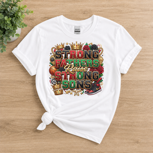 Strong Fathers Raise Strong Sons T-Shirt | Father's Day Gift Tee for Black Dads