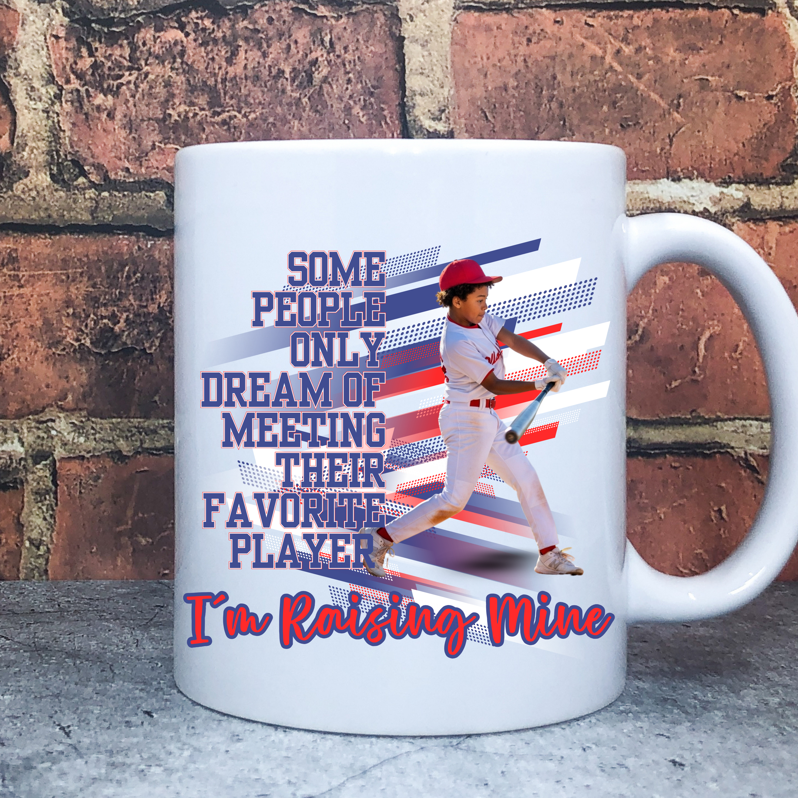 Personalized Baseball Mom Mug with Custom Child Photo and Name – I’m Raising Mine Design