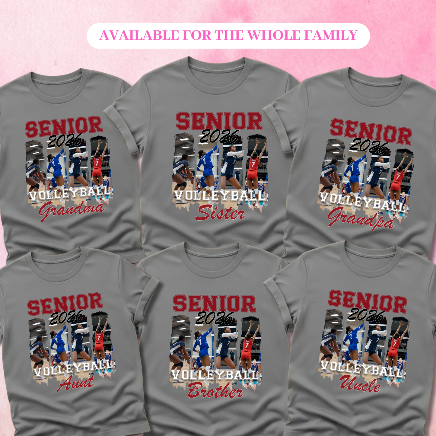 Senior 2026 Volleyball Family Shirts & Sweatshirts Personalized Supporter Apparel