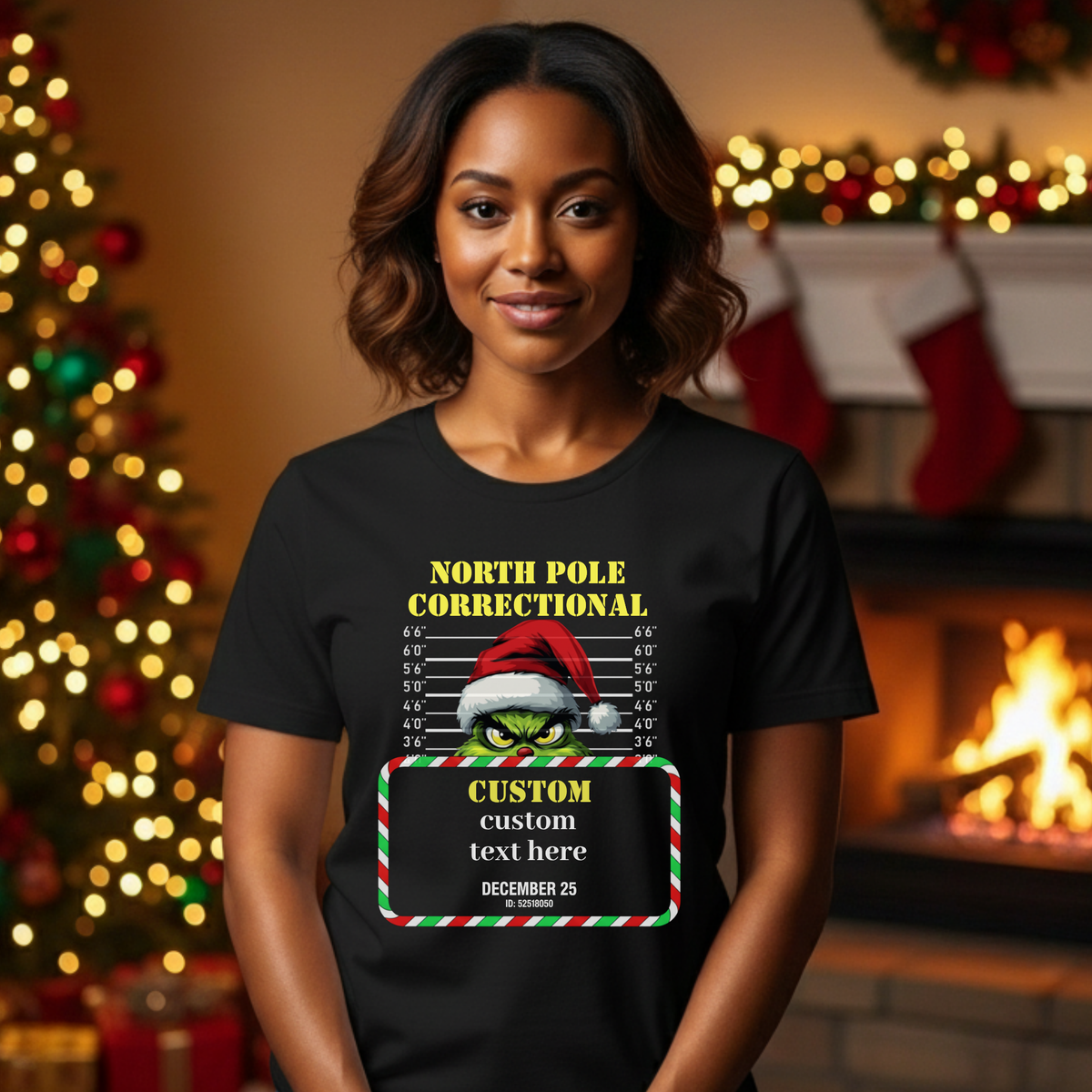 Custom North Pole Correctional Christmas Shirt | Funny Grinch or Santa Personalized Holiday Tee