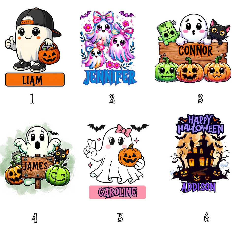 Personalized Halloween Tote Bag – Custom Trick or Treat Candy Bag for Kids | Cute Ghost Pumpkin Design with Name