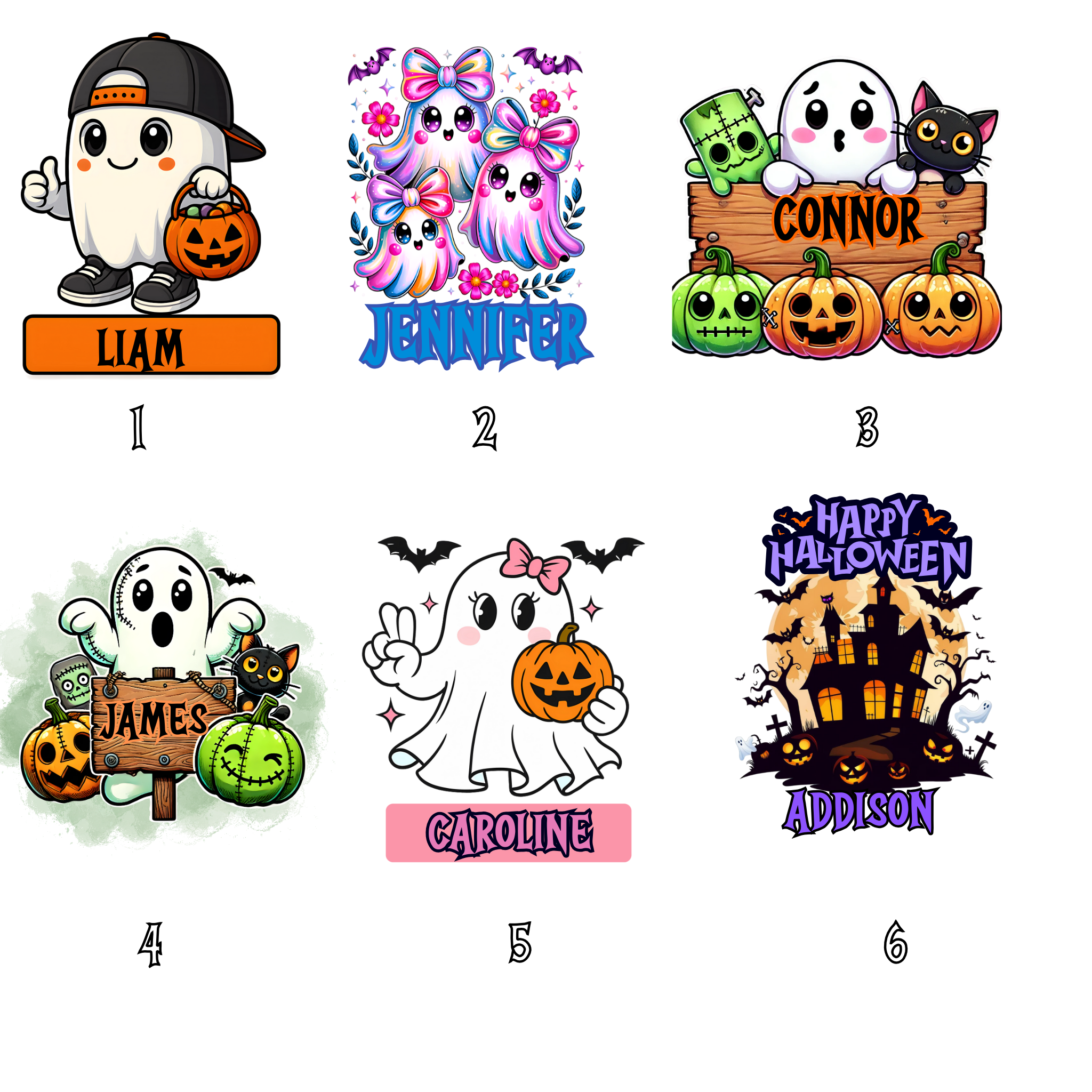 Personalized Halloween Tote Bag – Custom Trick or Treat Candy Bag for Kids | Cute Ghost Pumpkin Design with Name