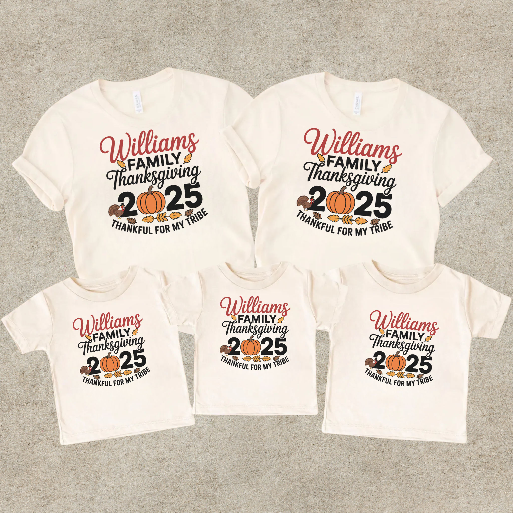 Personalized Family Thanksgiving 2025 Shirt Bundle | Custom Family Name Matching Thanksgiving Outfit | Thankful For My Tribe
