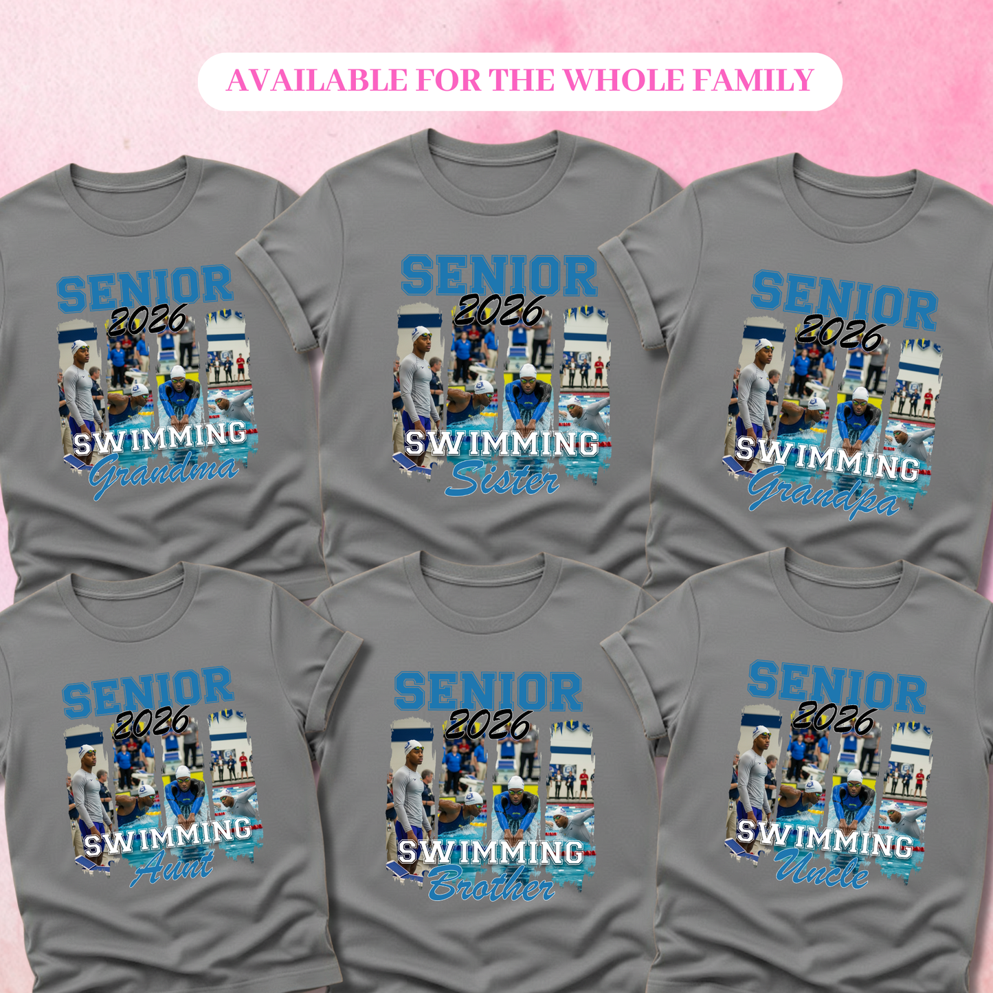 Senior 2026 Swimming Family Shirts & Sweatshirts Personalized Supporter Apparel