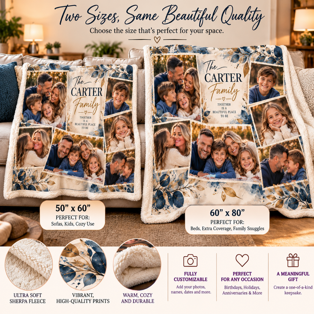 Personalized Family Photo Blanket | Custom Photo Collage Throw