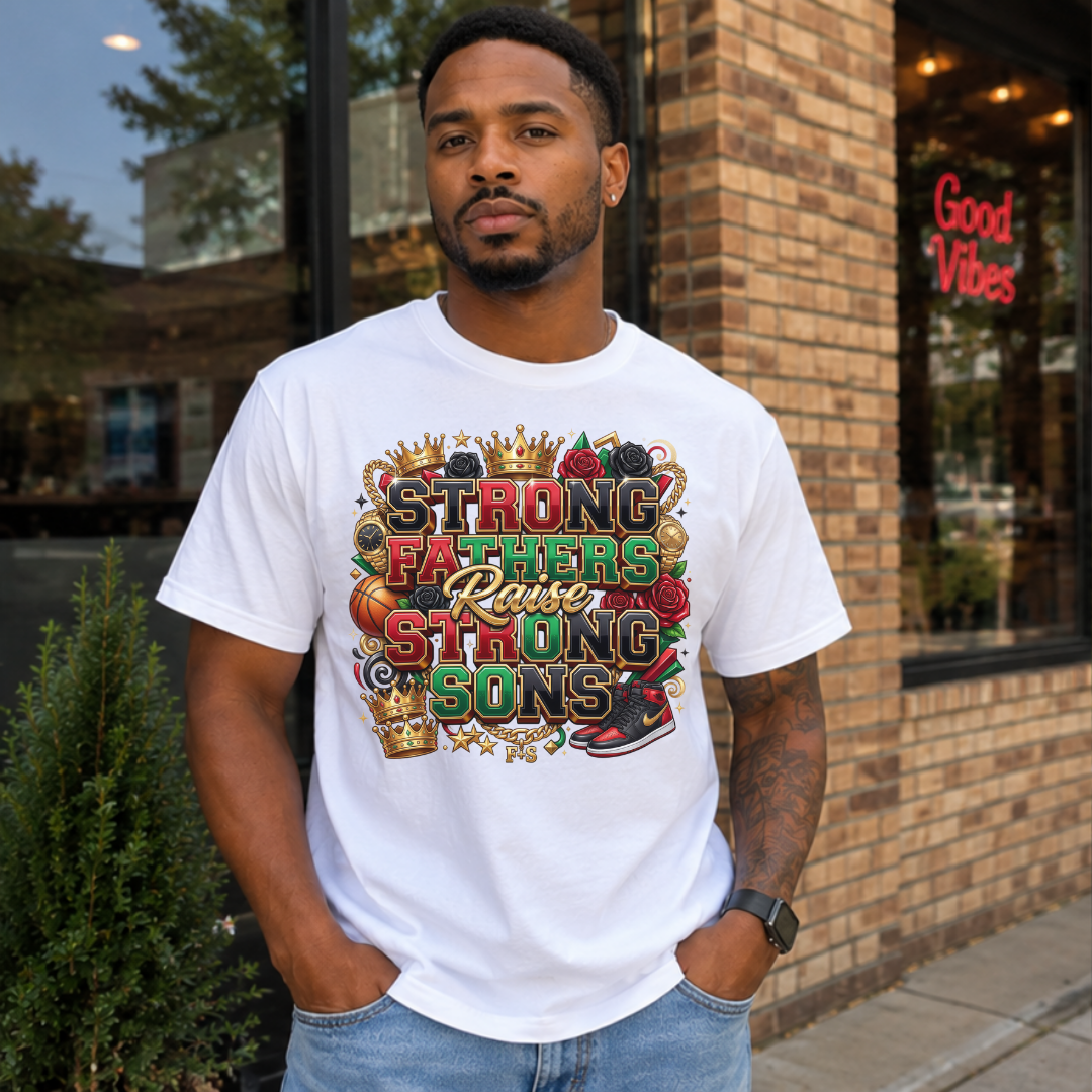 Strong Fathers Raise Strong Sons T-Shirt | Father's Day Gift Tee for Black Dads