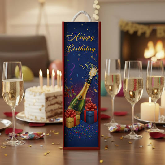 Happy Birthday Wooden Wine Box - Celebration Gift