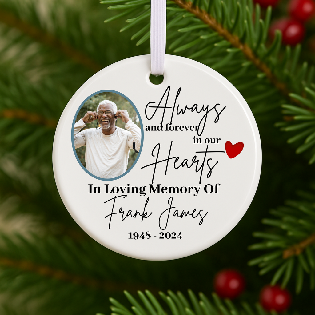 Personalized Photo Memorial Christmas Ornament Custom Picture Keepsake In Loving Memory Gift for Family and Loved Ones
