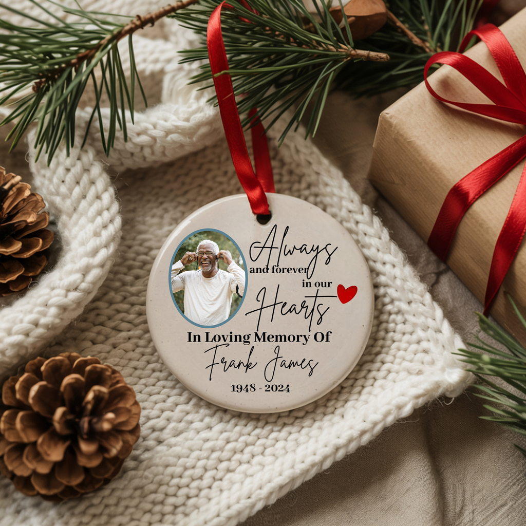 Personalized Photo Memorial Christmas Ornament Custom Picture Keepsake In Loving Memory Gift for Family and Loved Ones