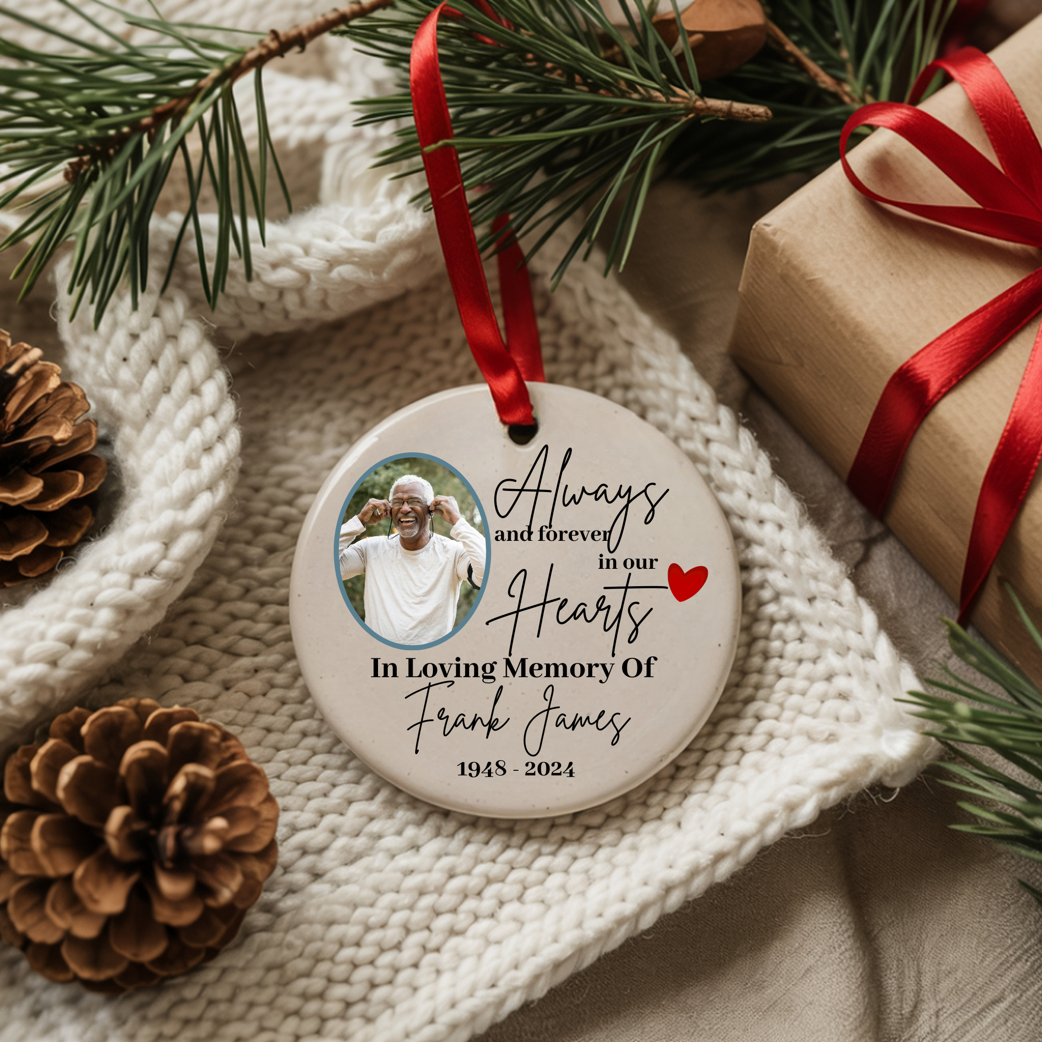 Personalized Photo Memorial Christmas Ornament Custom Picture Keepsake In Loving Memory Gift for Family and Loved Ones