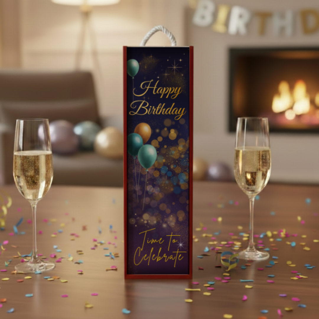 Happy Birthday Wooden Wine Box Gift