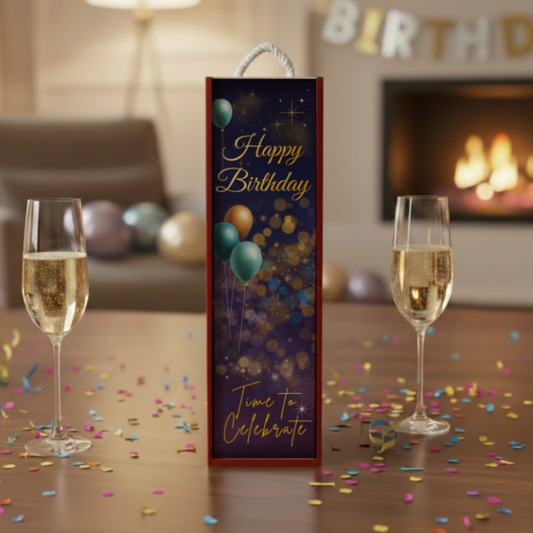 Happy Birthday Wooden Wine Box Gift