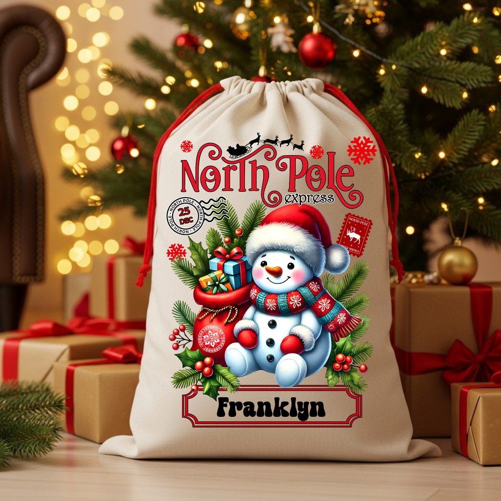 Personalized Christmas Sack North Pole Gift Bag for Holiday Presents