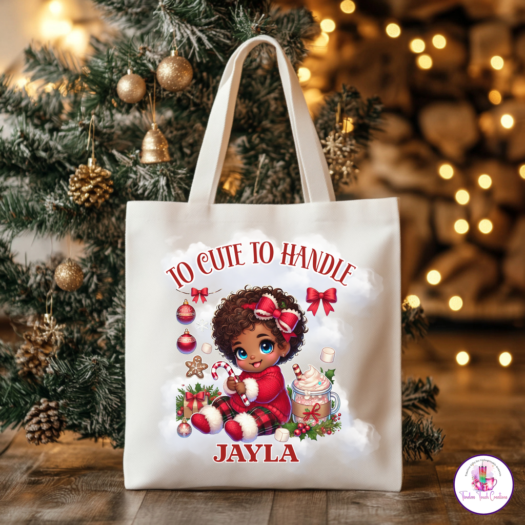 Personalized Christmas Tote Bag for Kids | Custom Holiday Gift Bag with Name