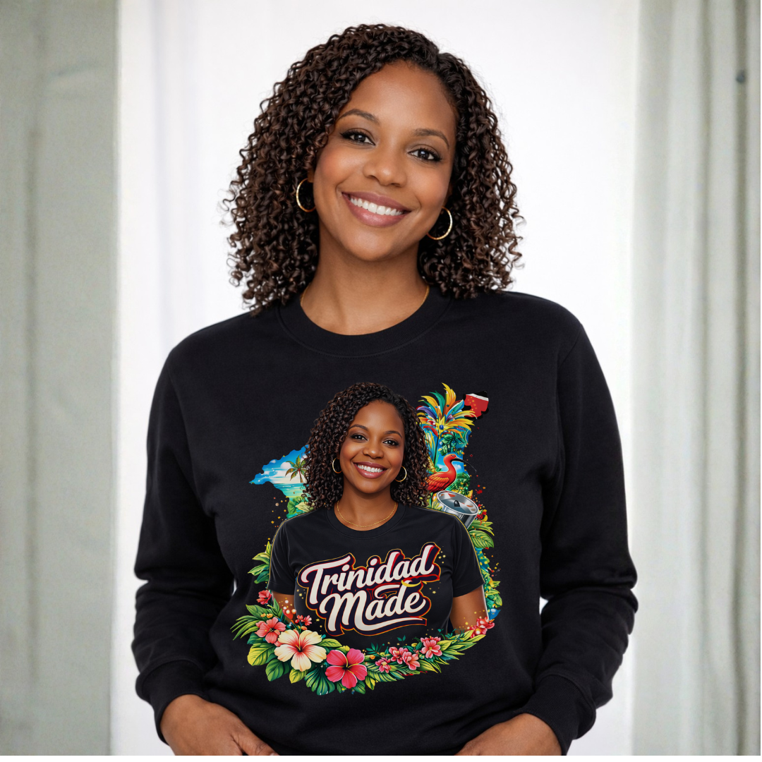 Custom Trinidad Portrait T-Shirt & Sweatshirt | Personalized Caribbean Heritage Apparel