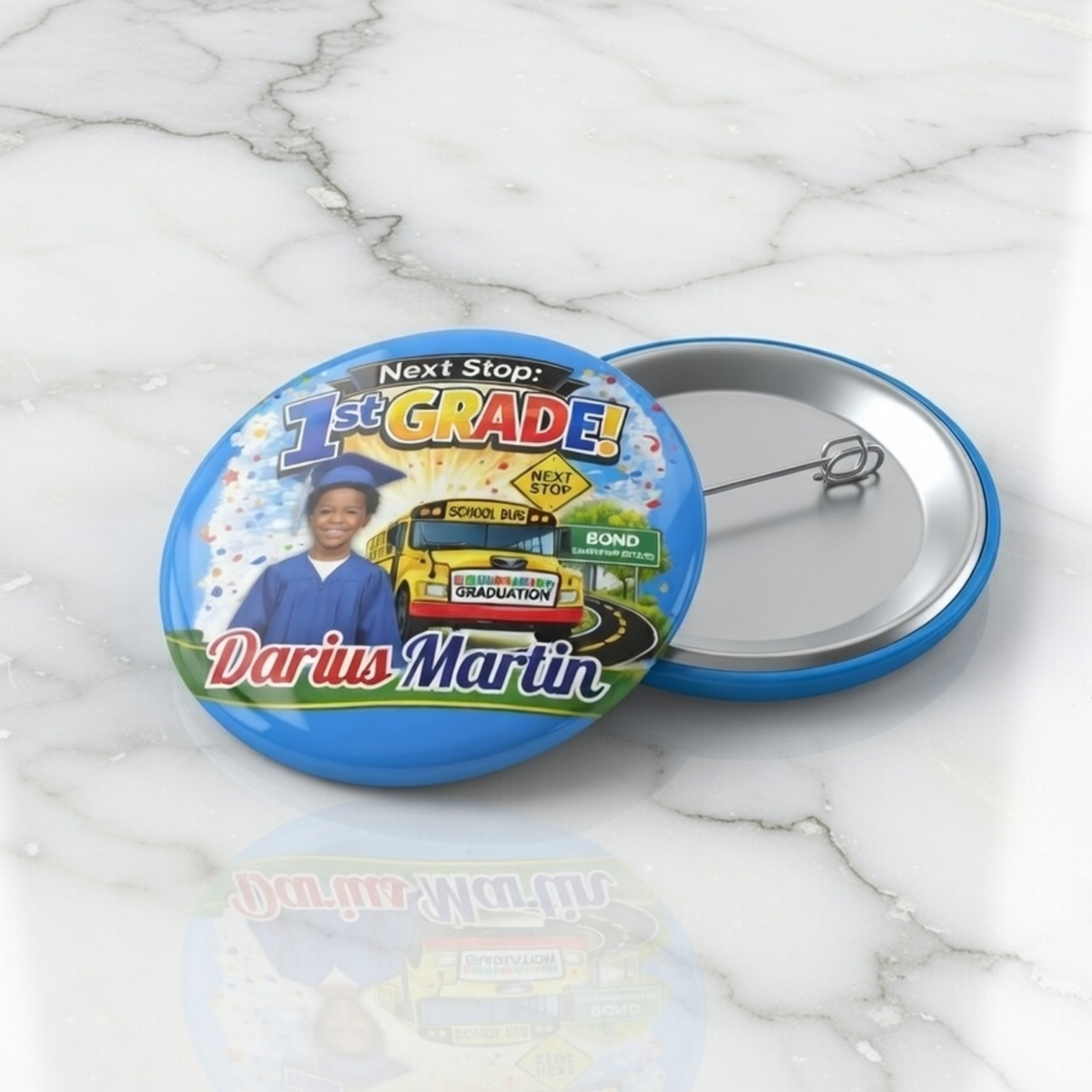 Personalized Pre-K Graduation - Next Stop 1st Grade Button Set of 6