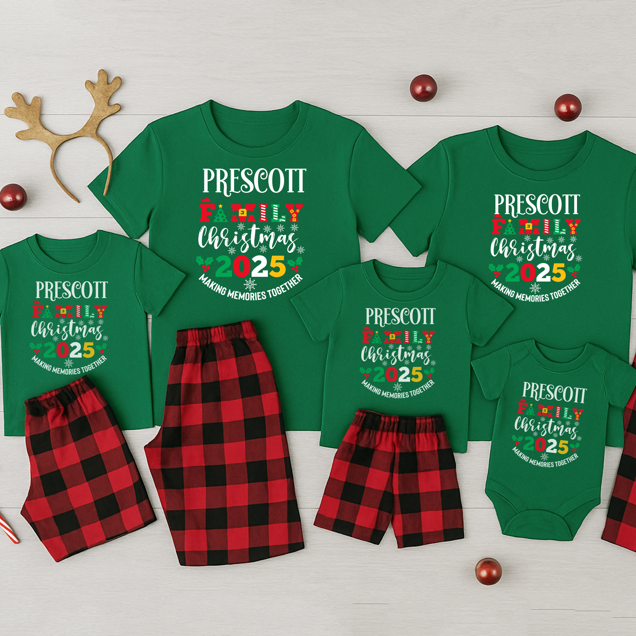 Personalized Family Christmas 2025 Shirt | Custom Matching Holiday Pajama Tops for the Whole Family