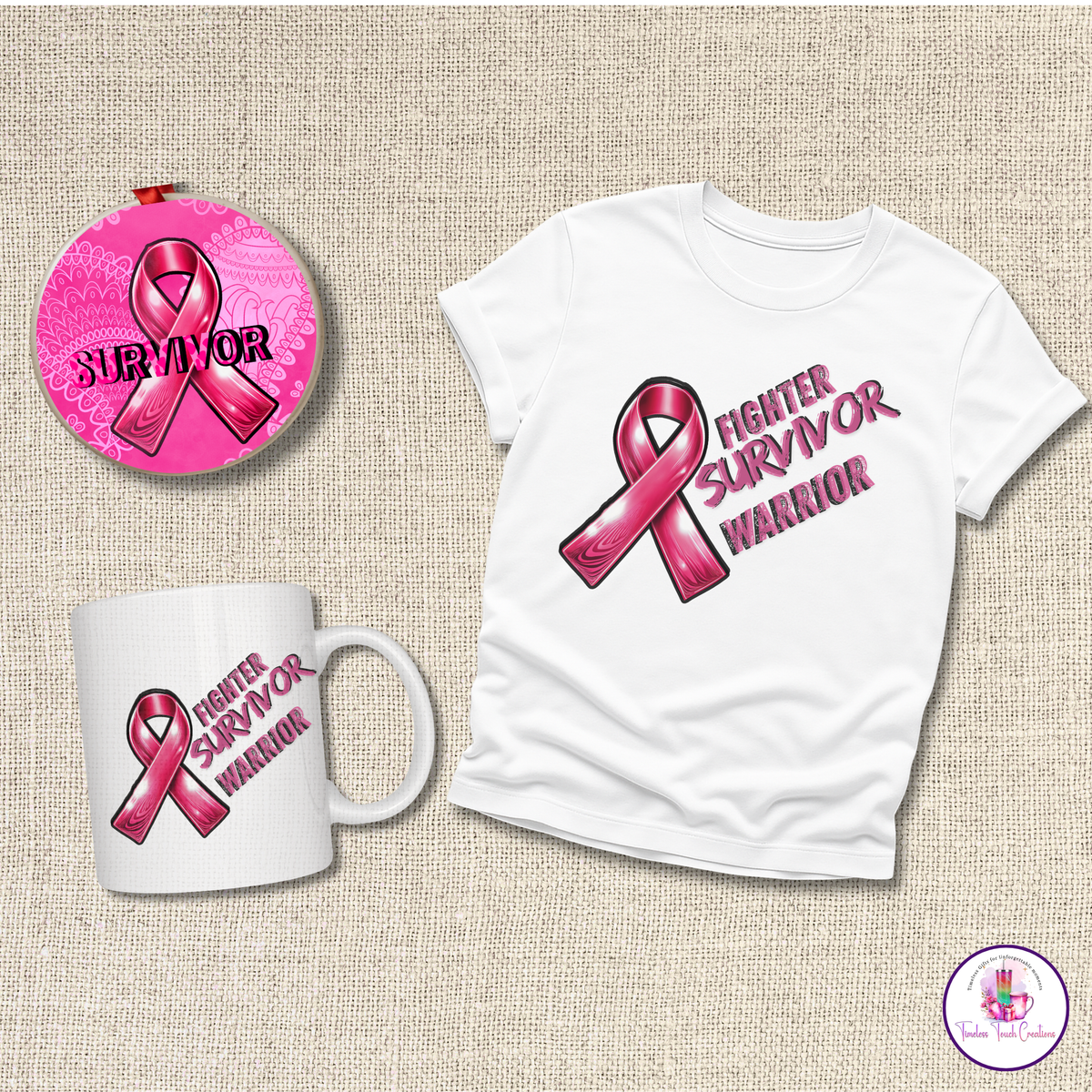 Breast Cancer Survivor Bundle | Survivor T-Shirt Mug and Ornament Gift Set