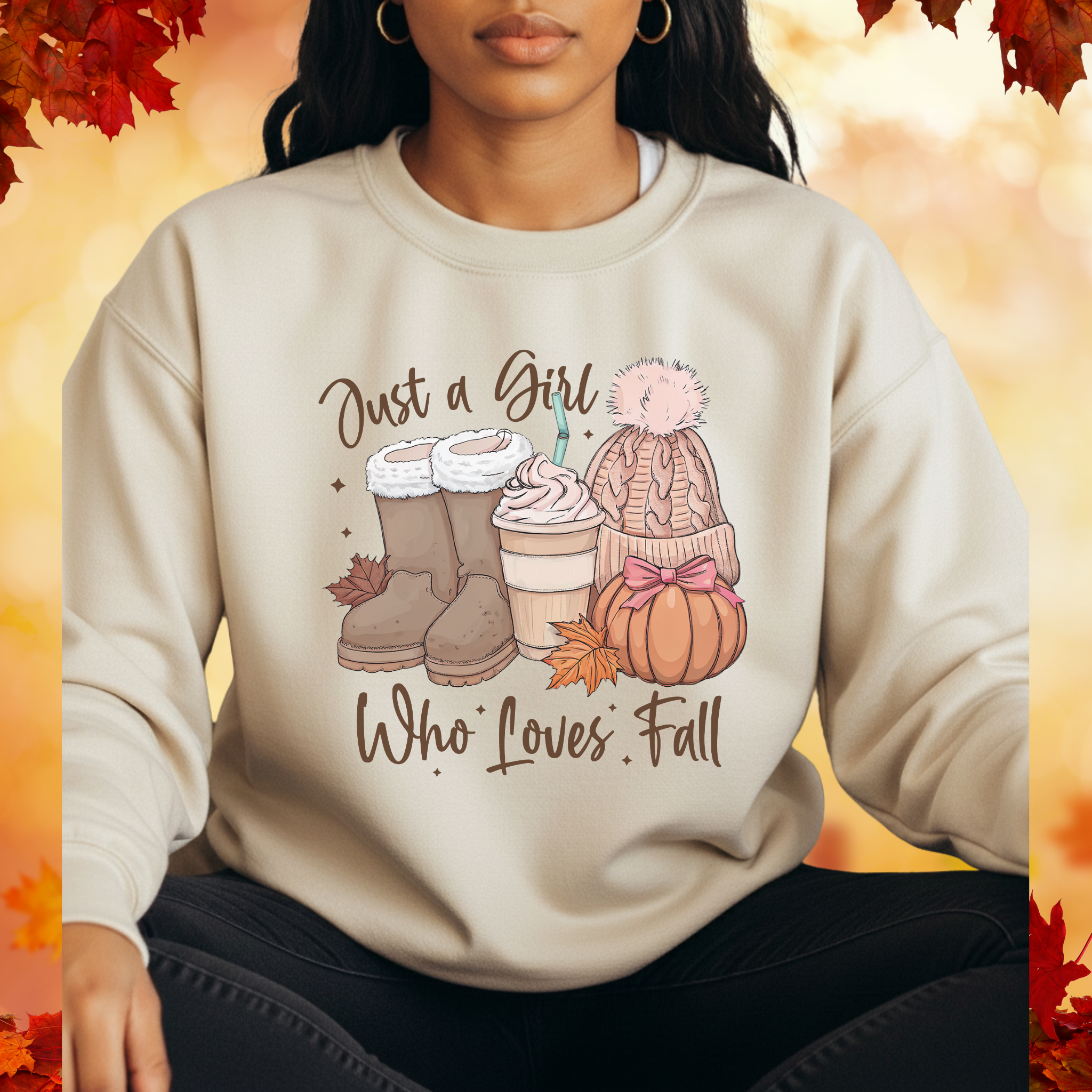 Fall Sweatshirt Women – Just a Girl Who Loves Fall Crewneck | Cozy Autumn Pumpkin Graphic Pullover | Cute Seasonal Gift Top